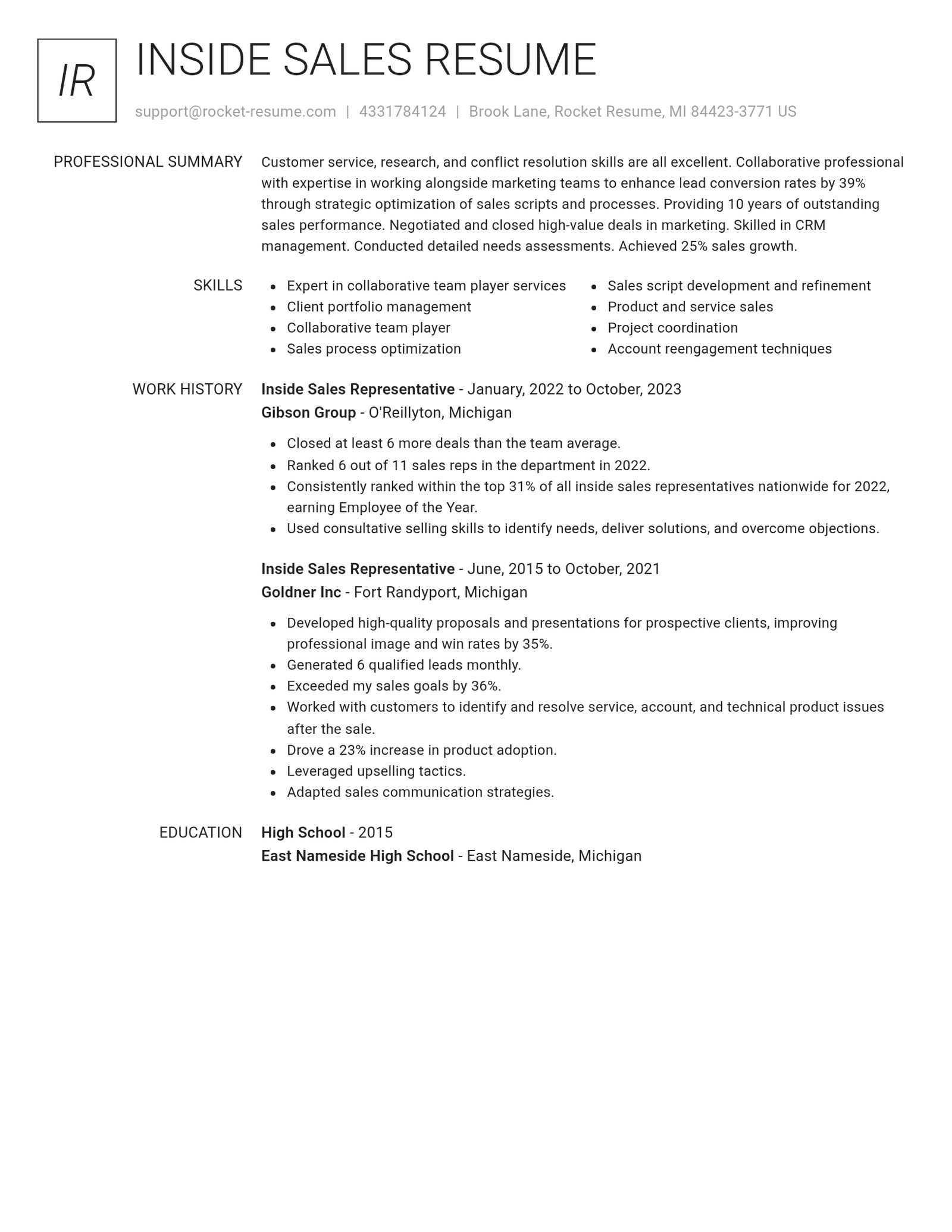 Renowned resume template