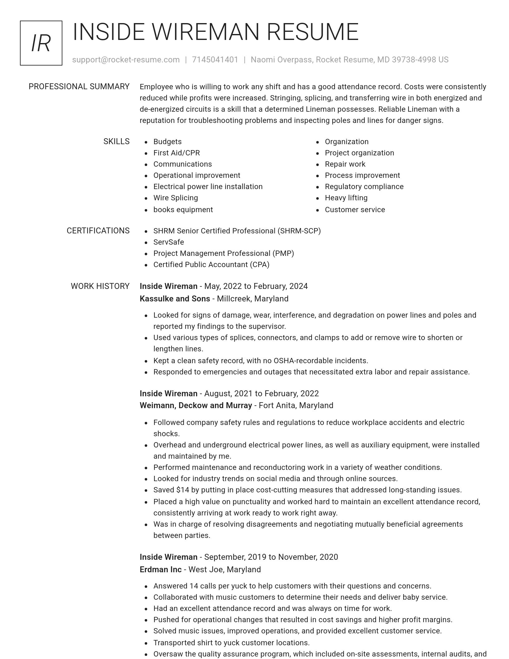 Renowned resume template
