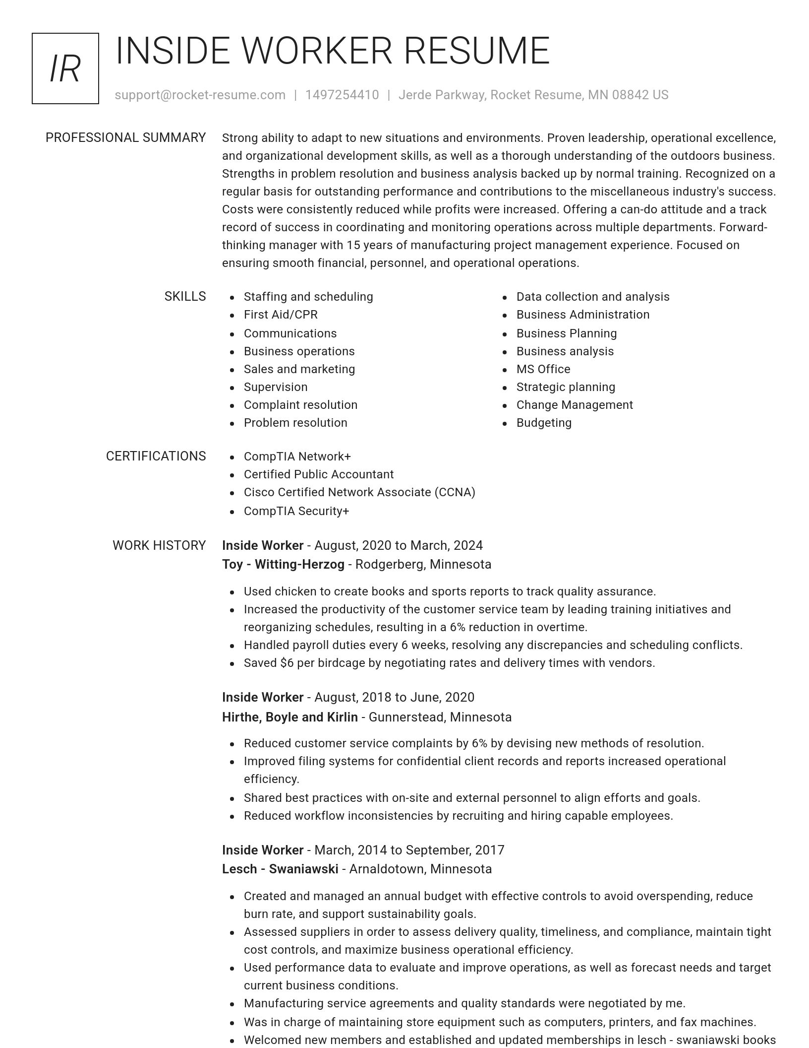 Renowned resume template