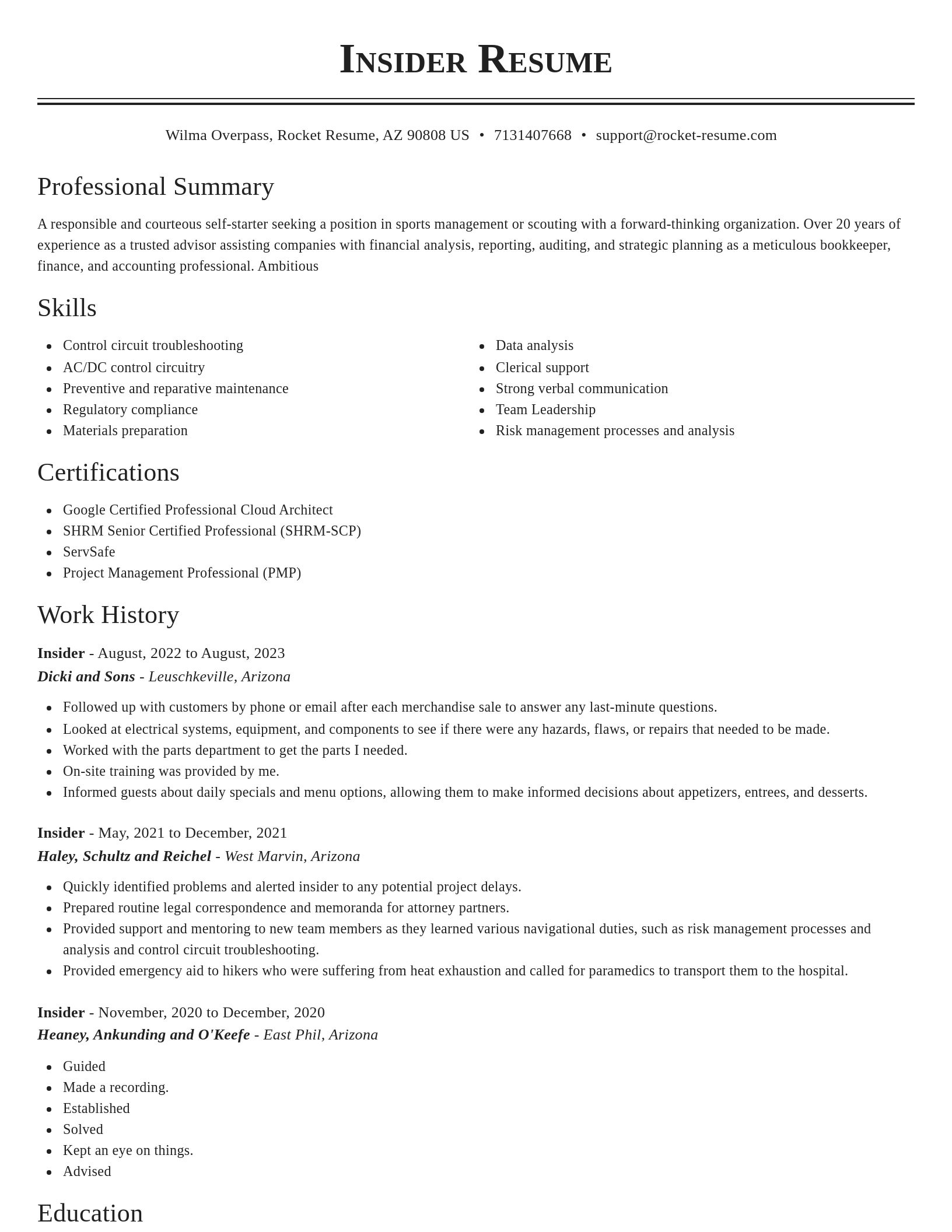 Classic resume template