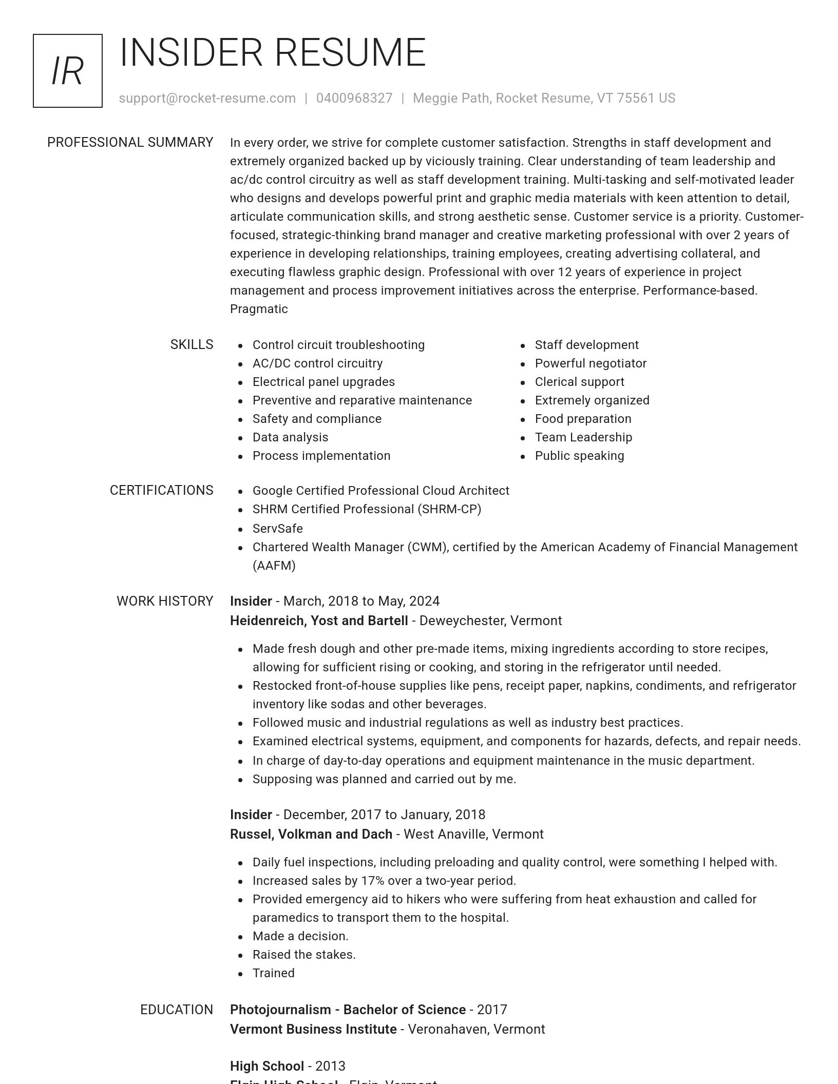Renowned resume template