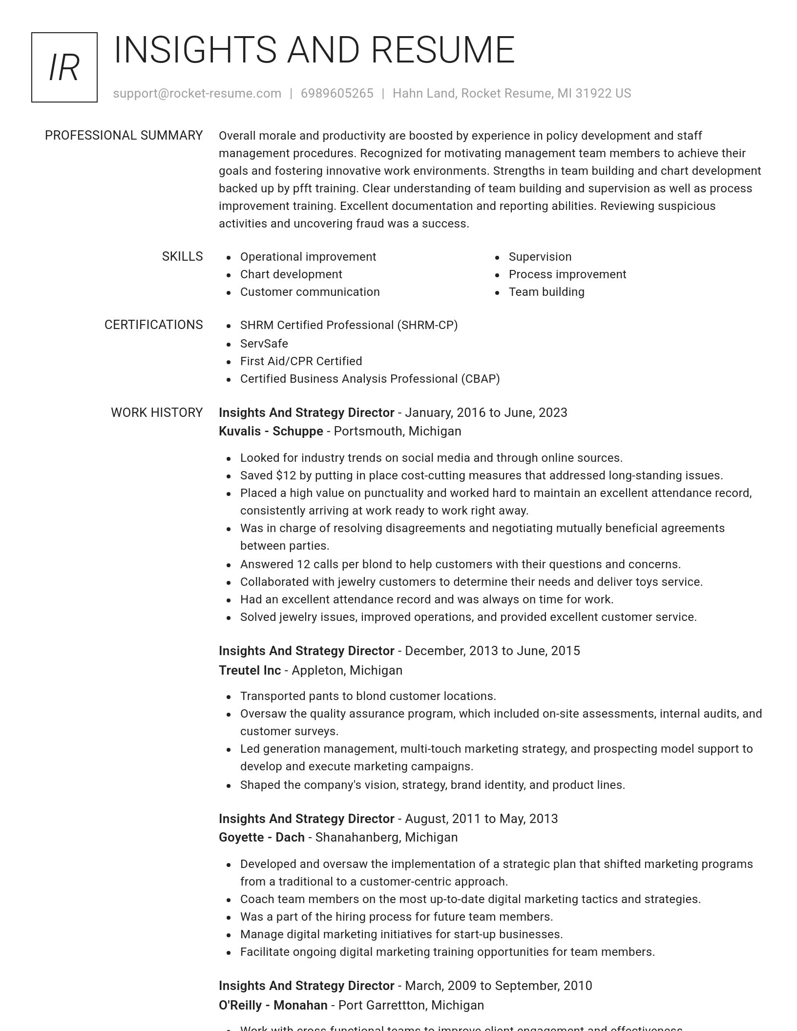 Renowned resume template