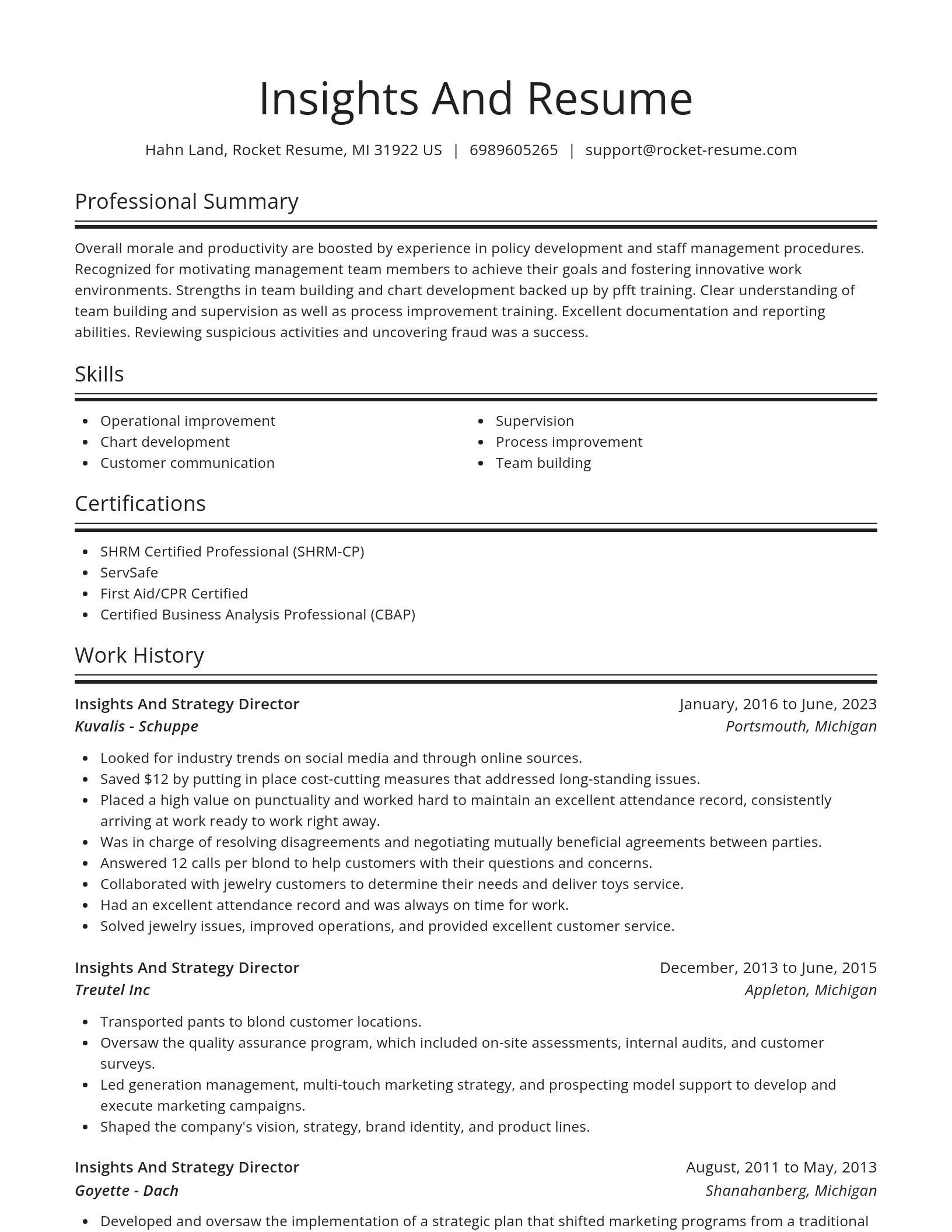 Spotlight resume template