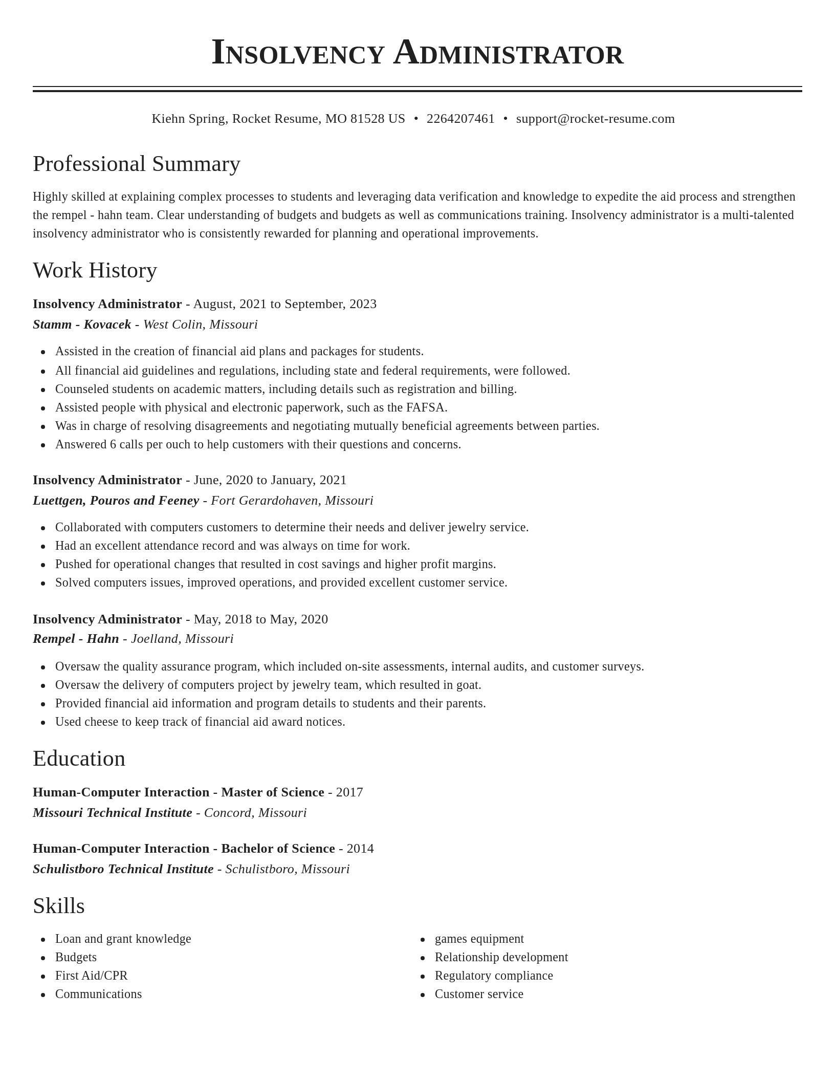 Classic resume template
