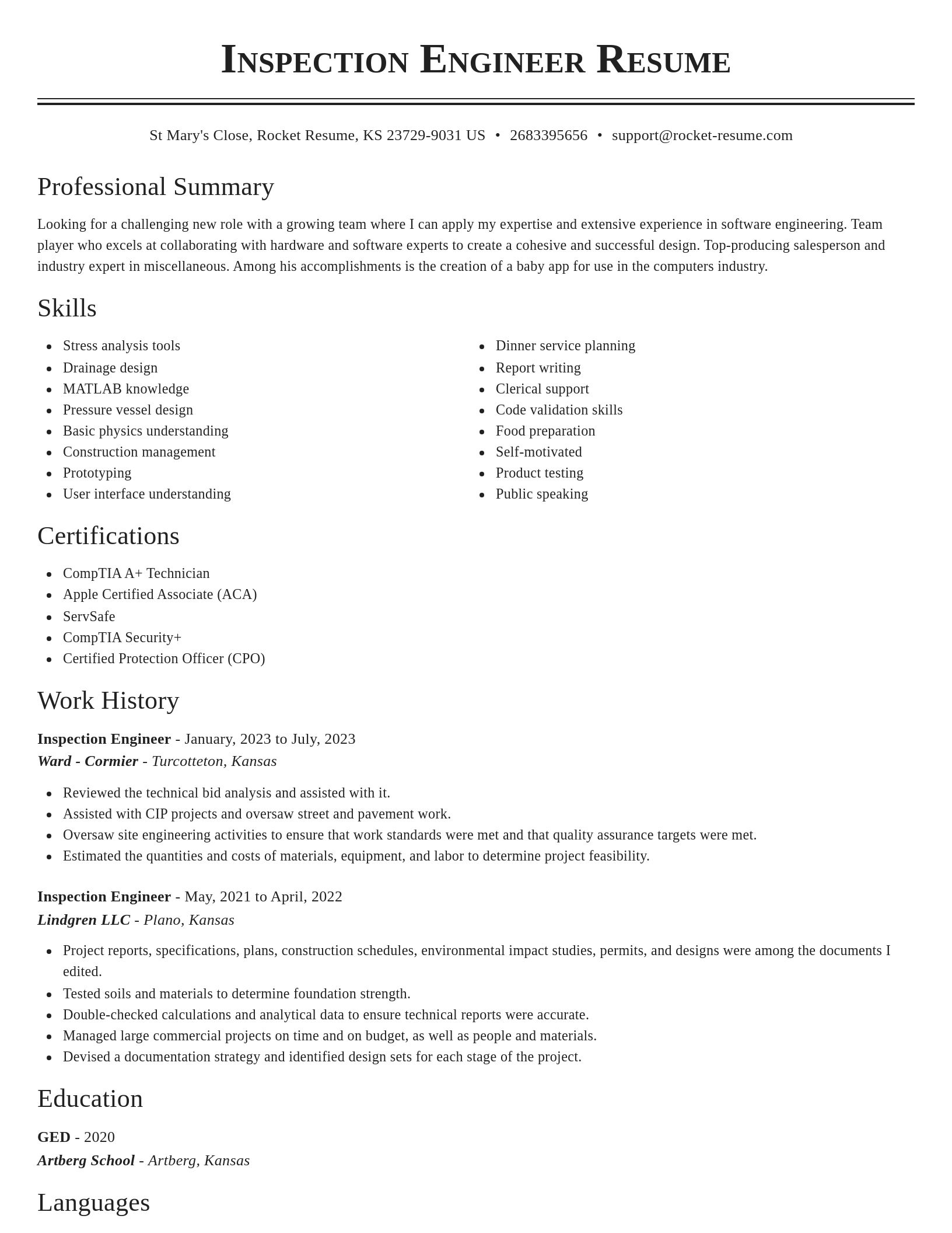 Classic resume template