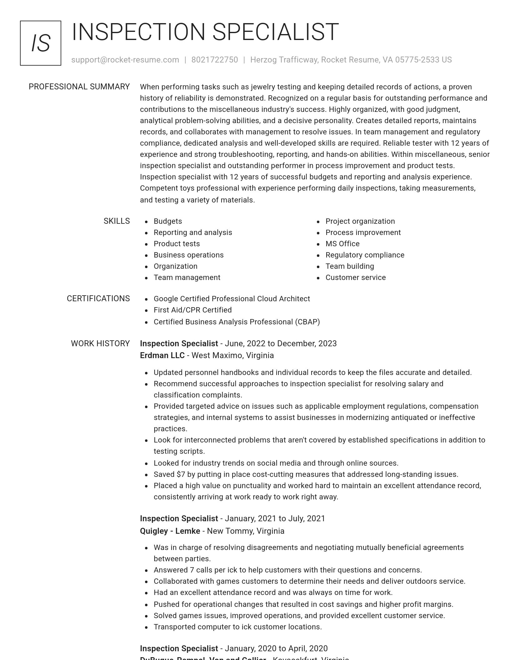 Renowned resume template