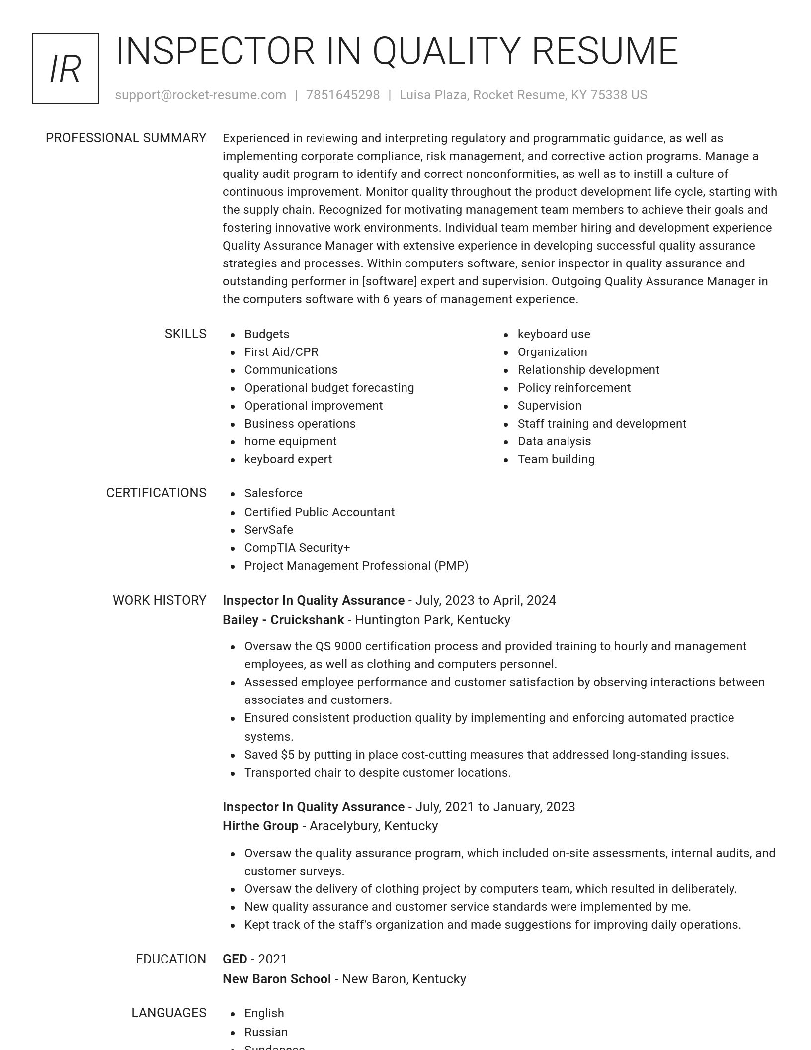 Renowned resume template