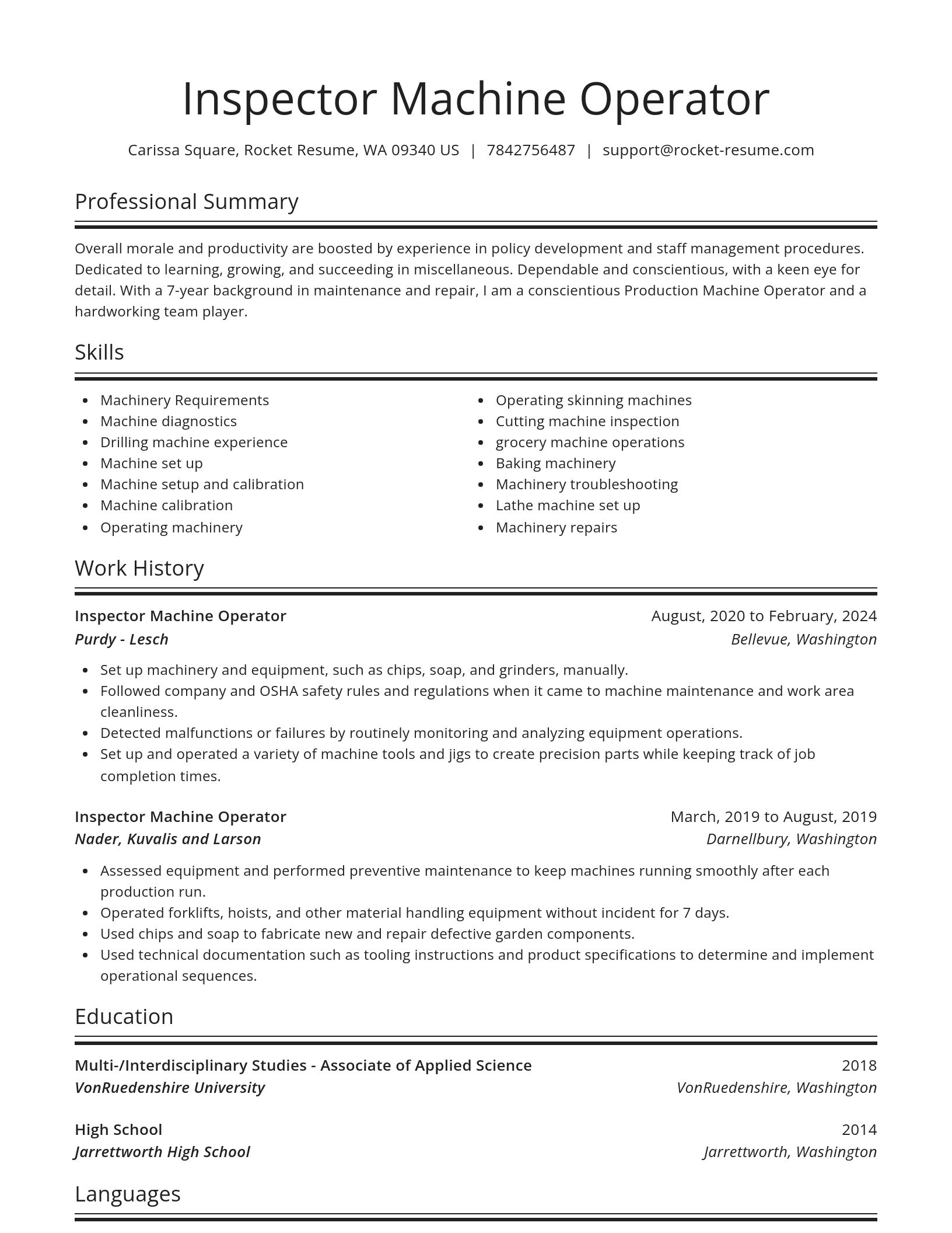 Spotlight resume template