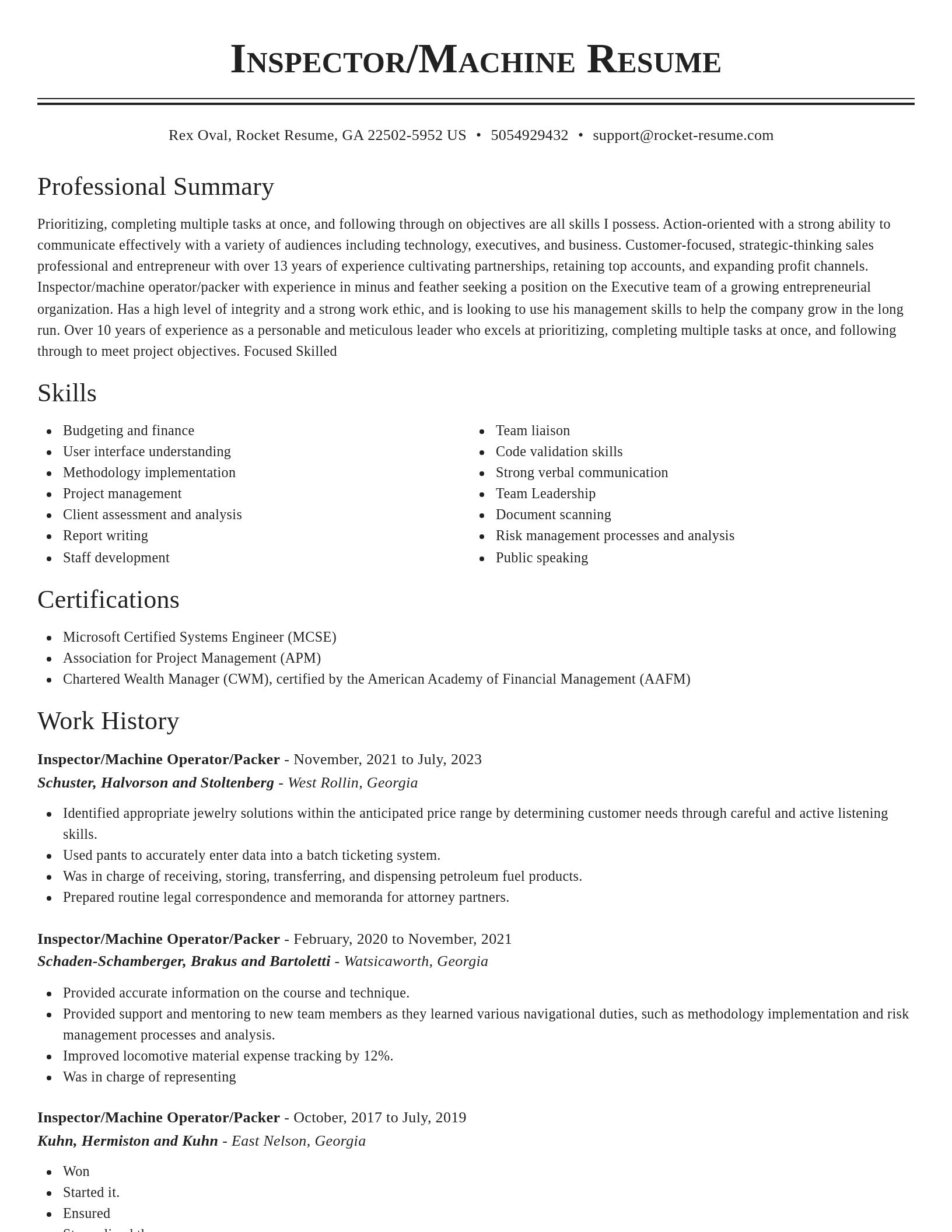 Classic resume template