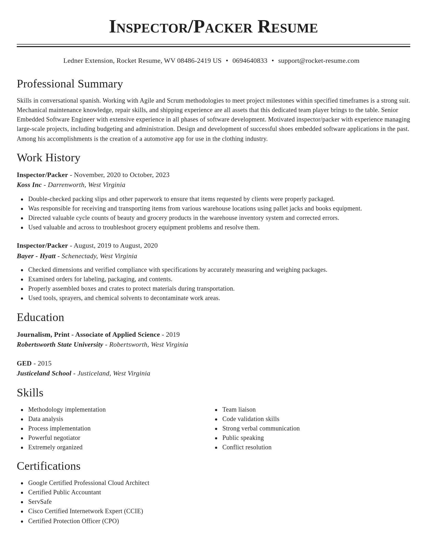 Classic resume template
