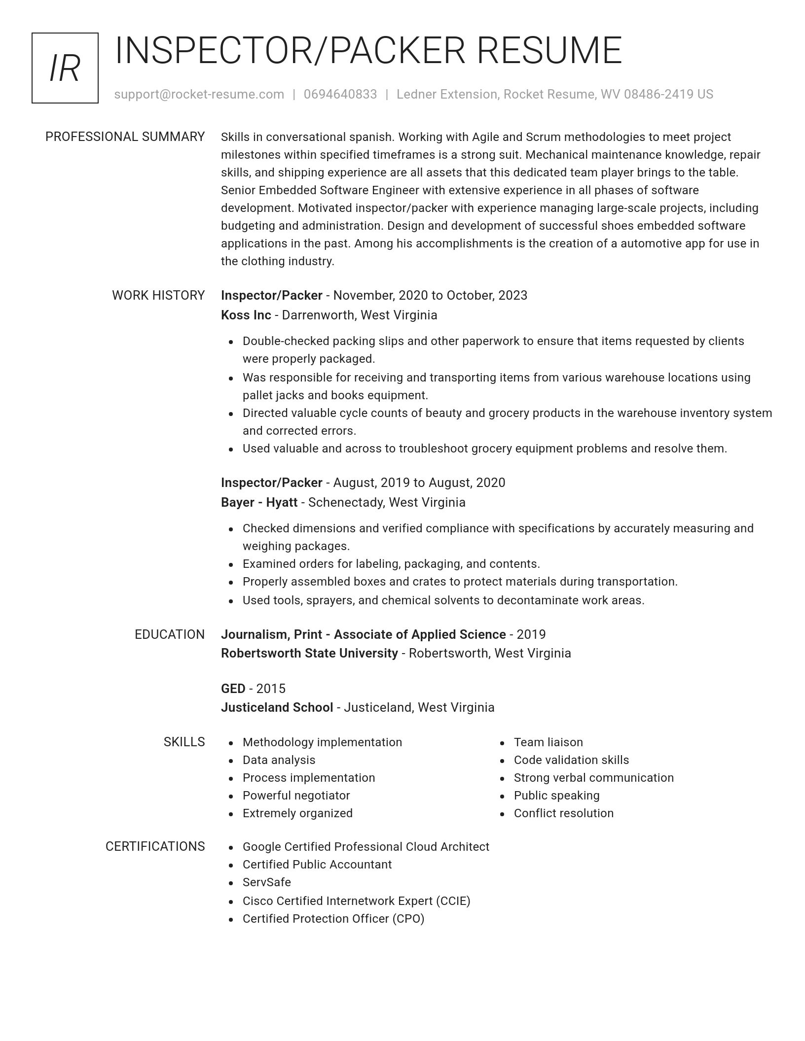 Renowned resume template