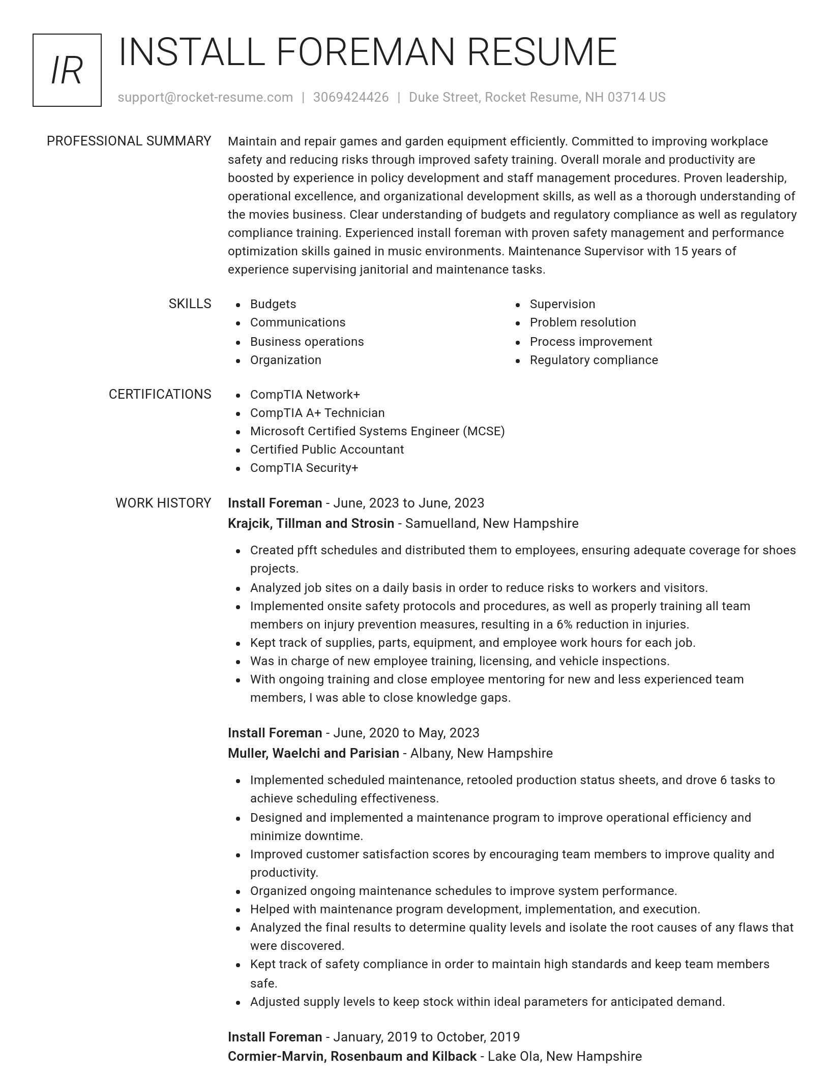 Renowned resume template