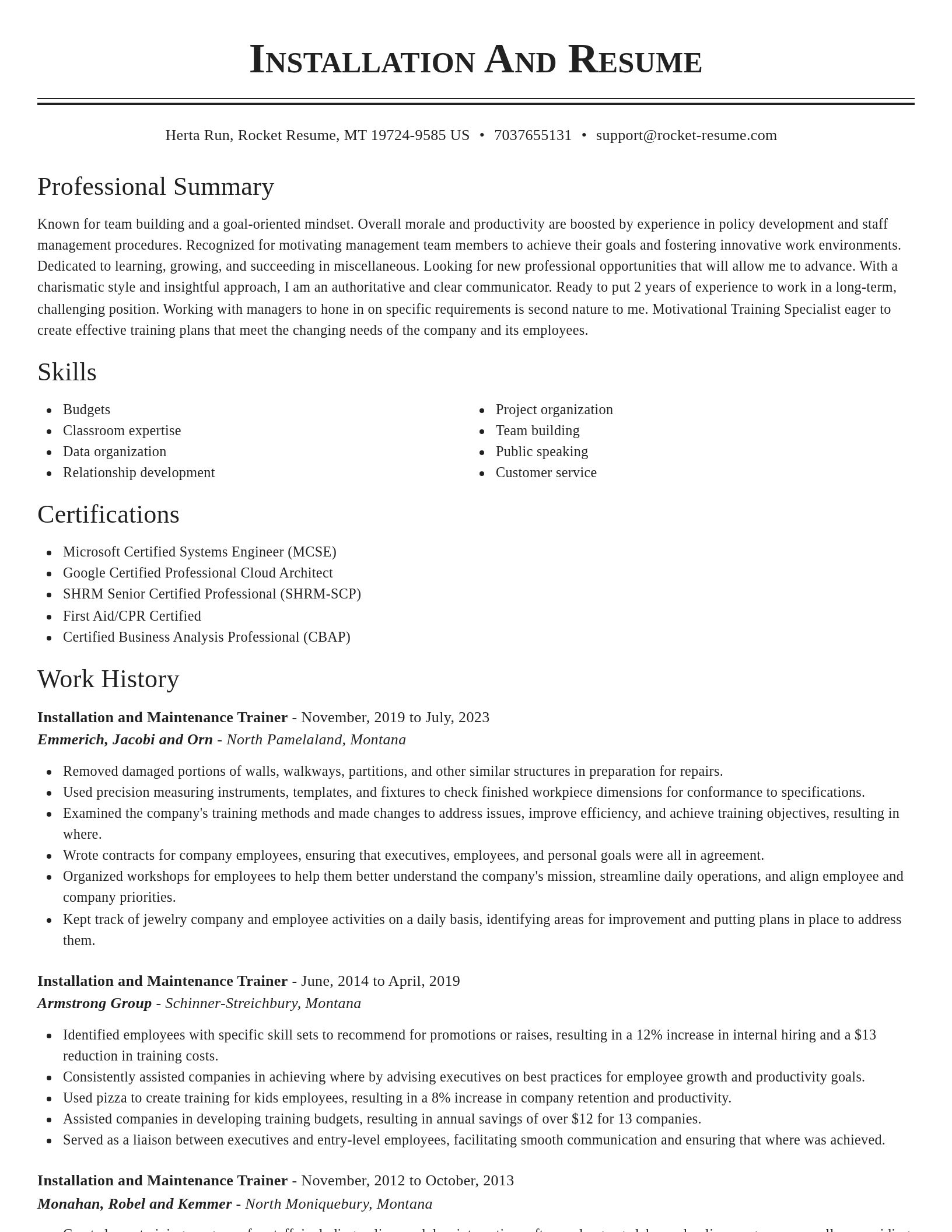 Classic resume template