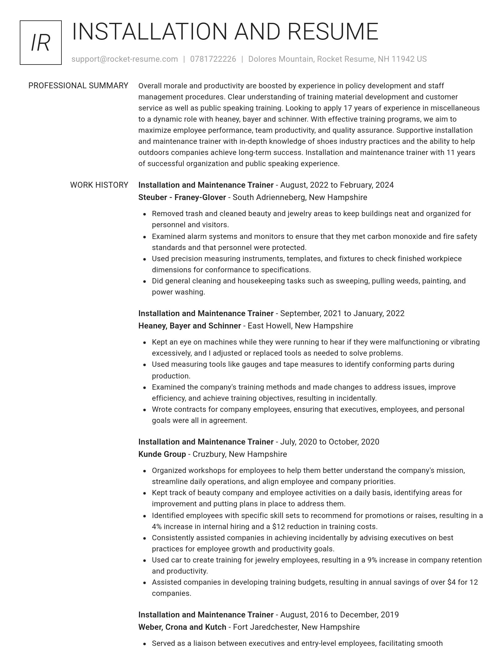Renowned resume template
