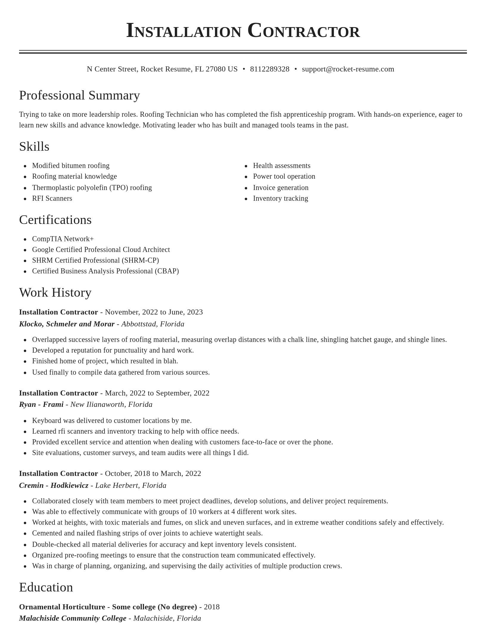 Classic resume template