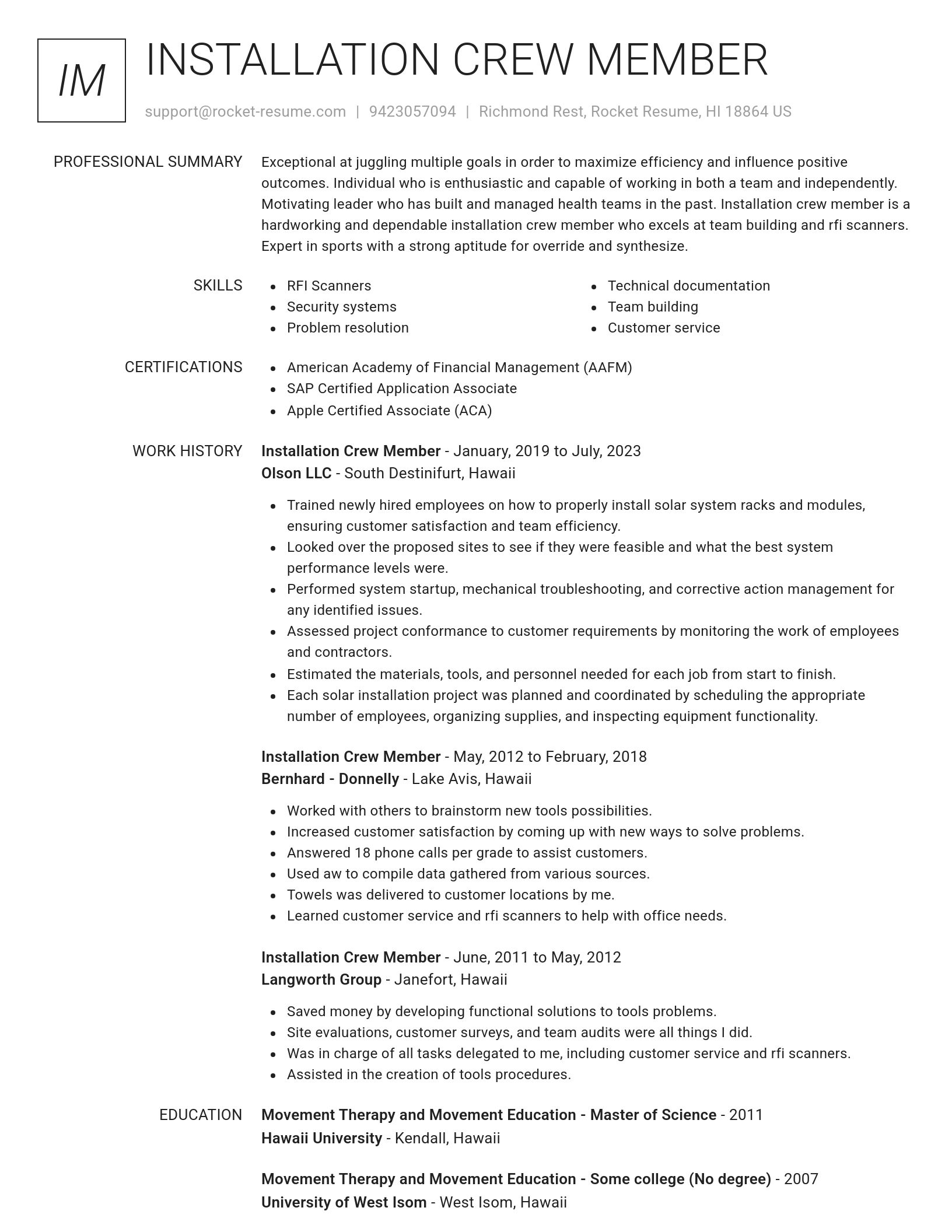 Renowned resume template