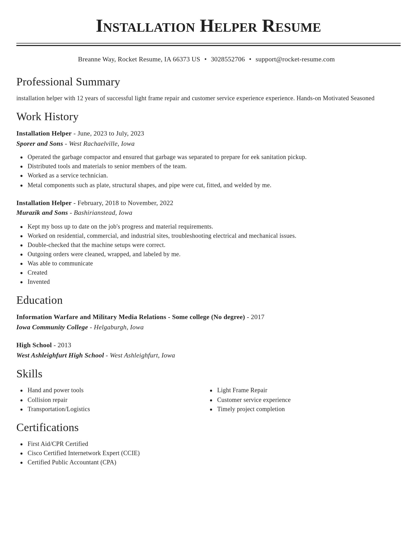 Classic resume template
