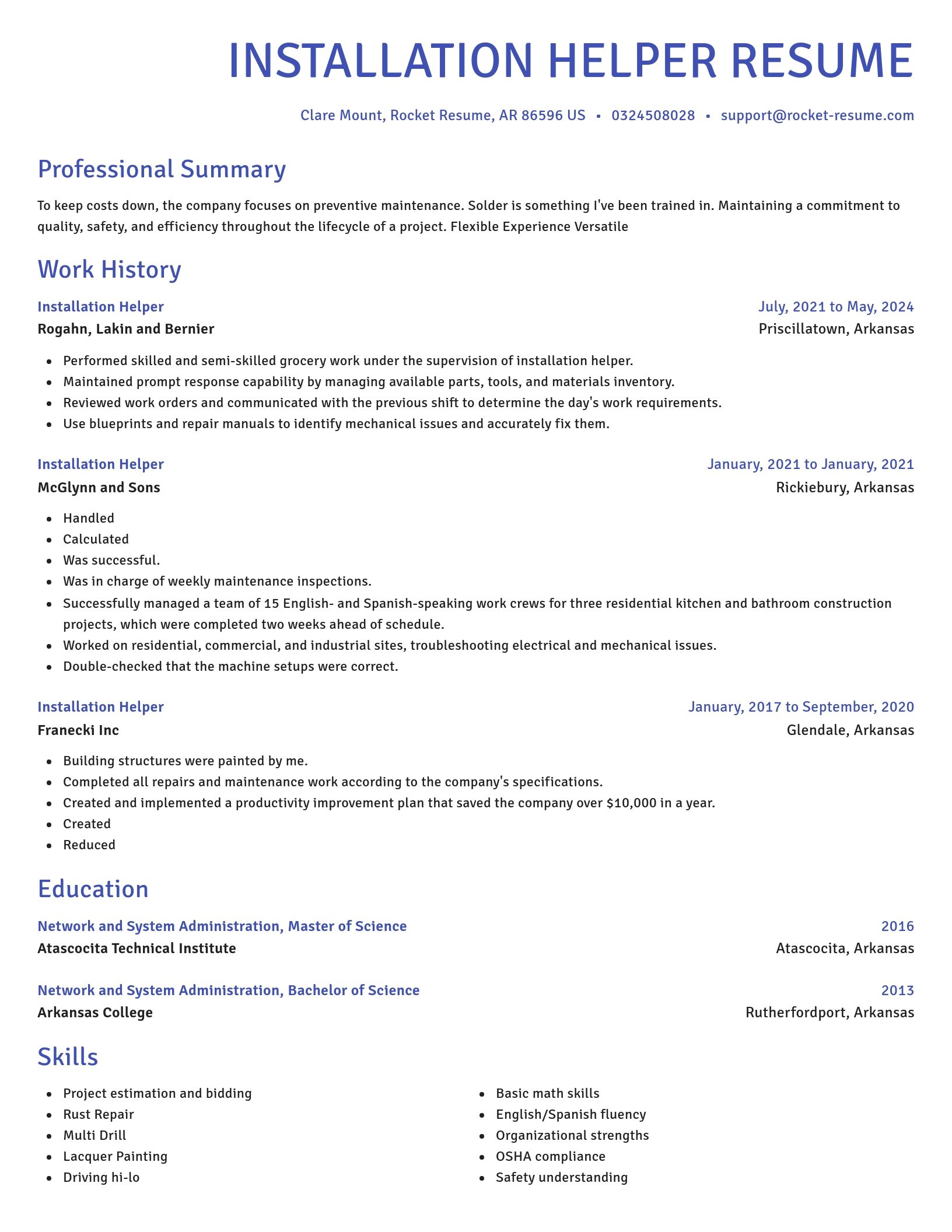 Novel resume template