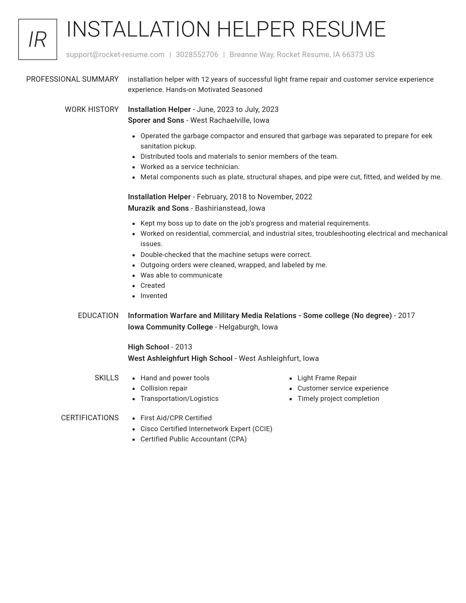 Renowned resume template