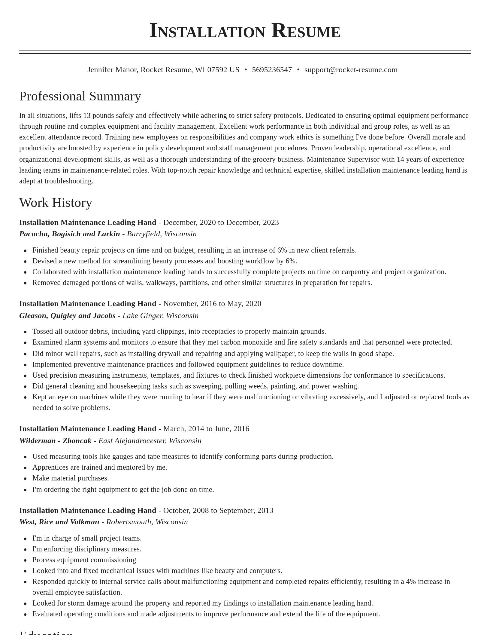 Classic resume template