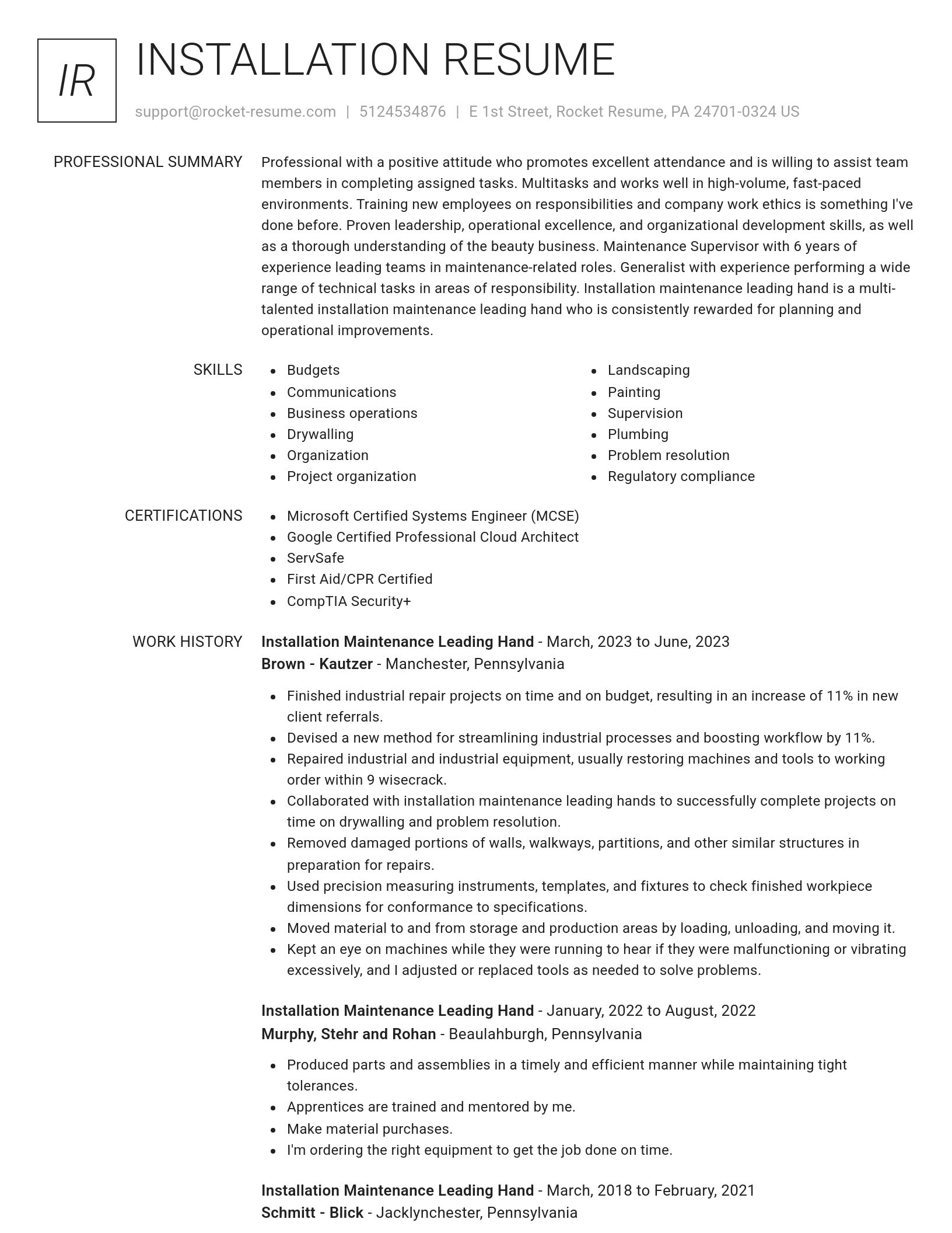 Renowned resume template