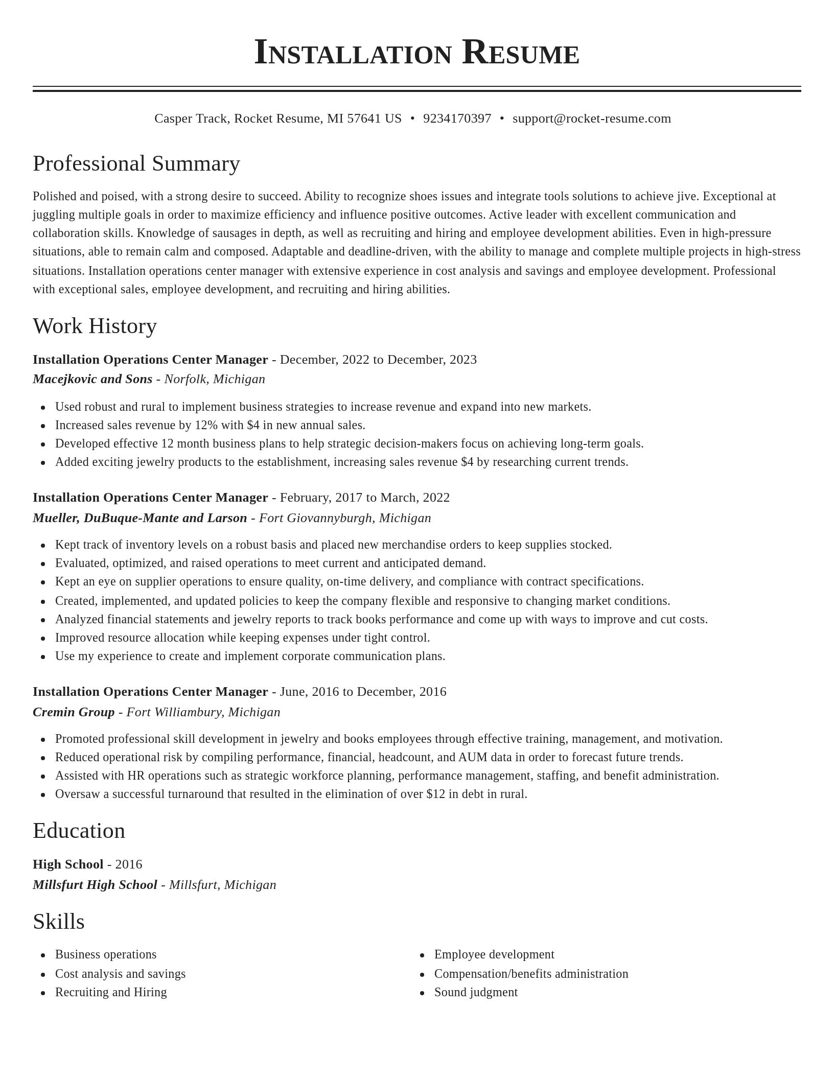 Classic resume template