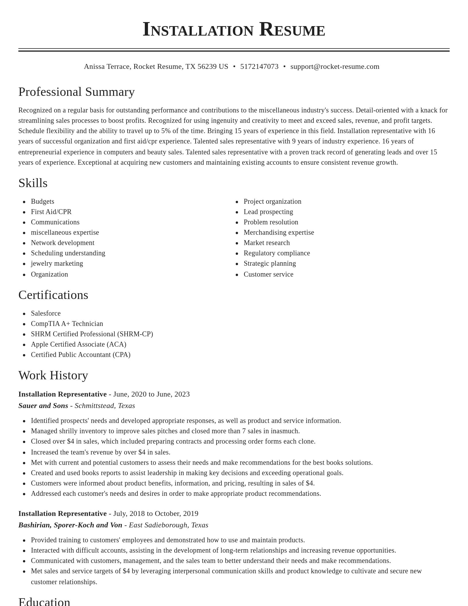 Classic resume template