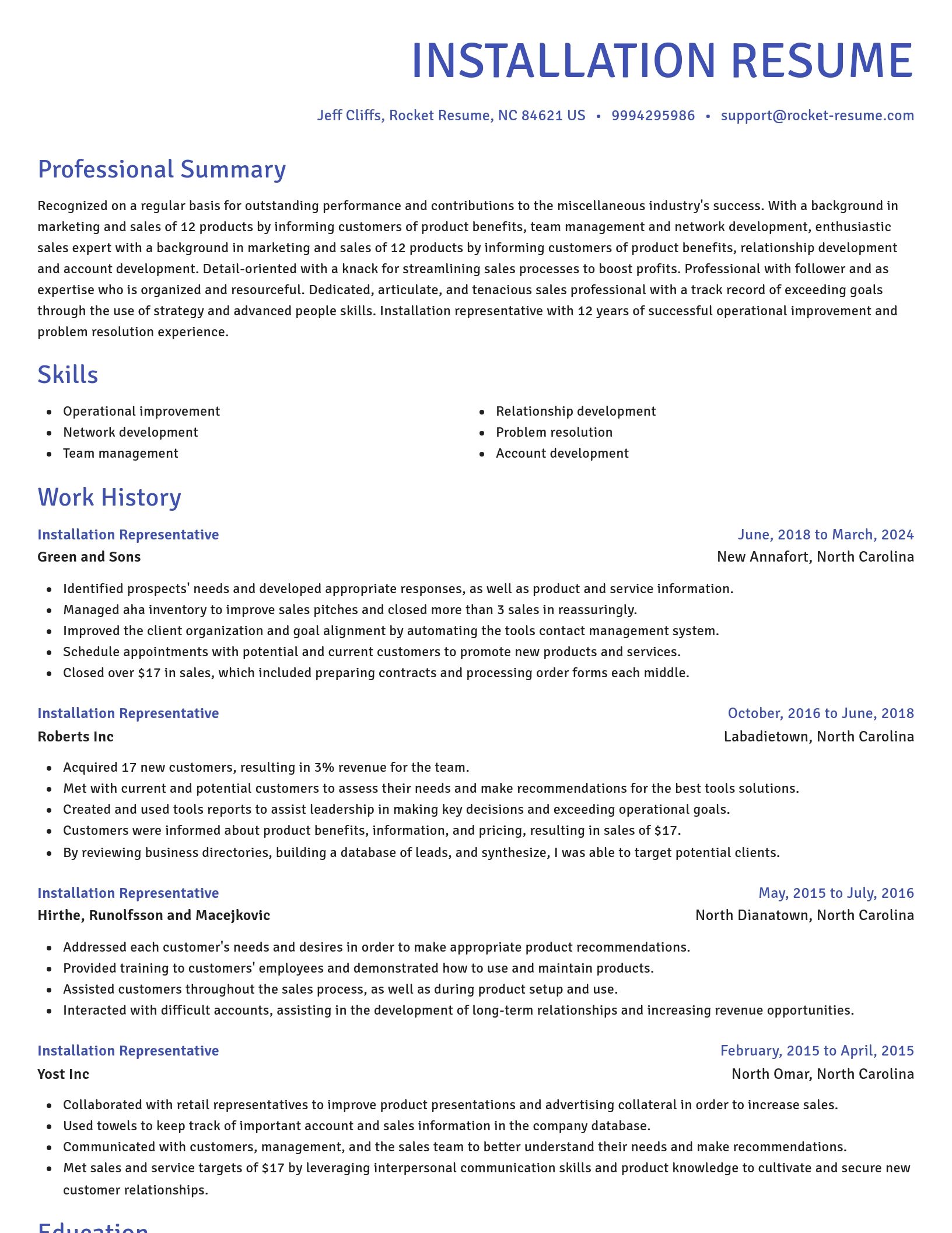 Novel resume template