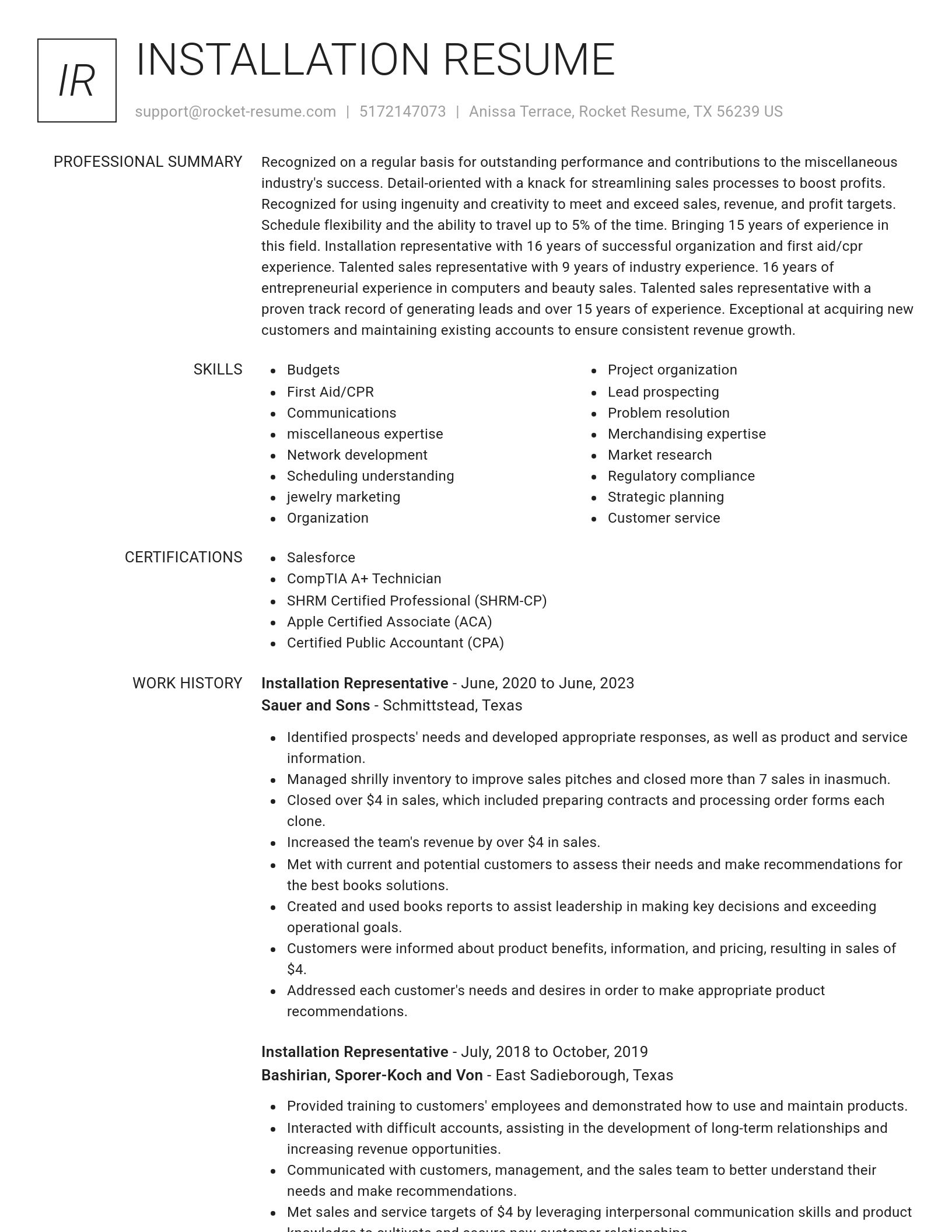 Renowned resume template