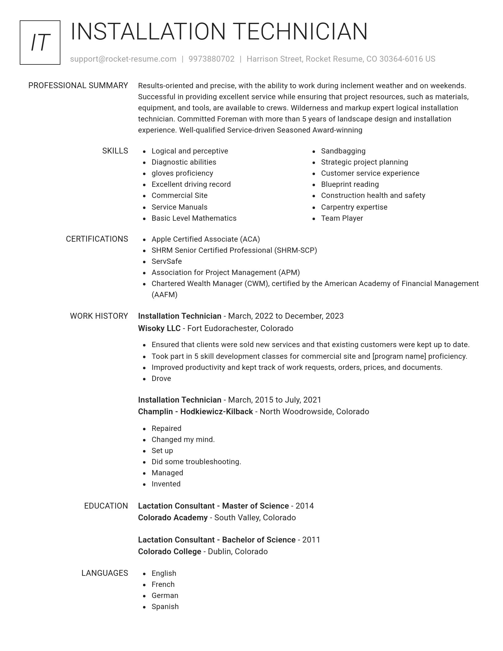 Renowned resume template