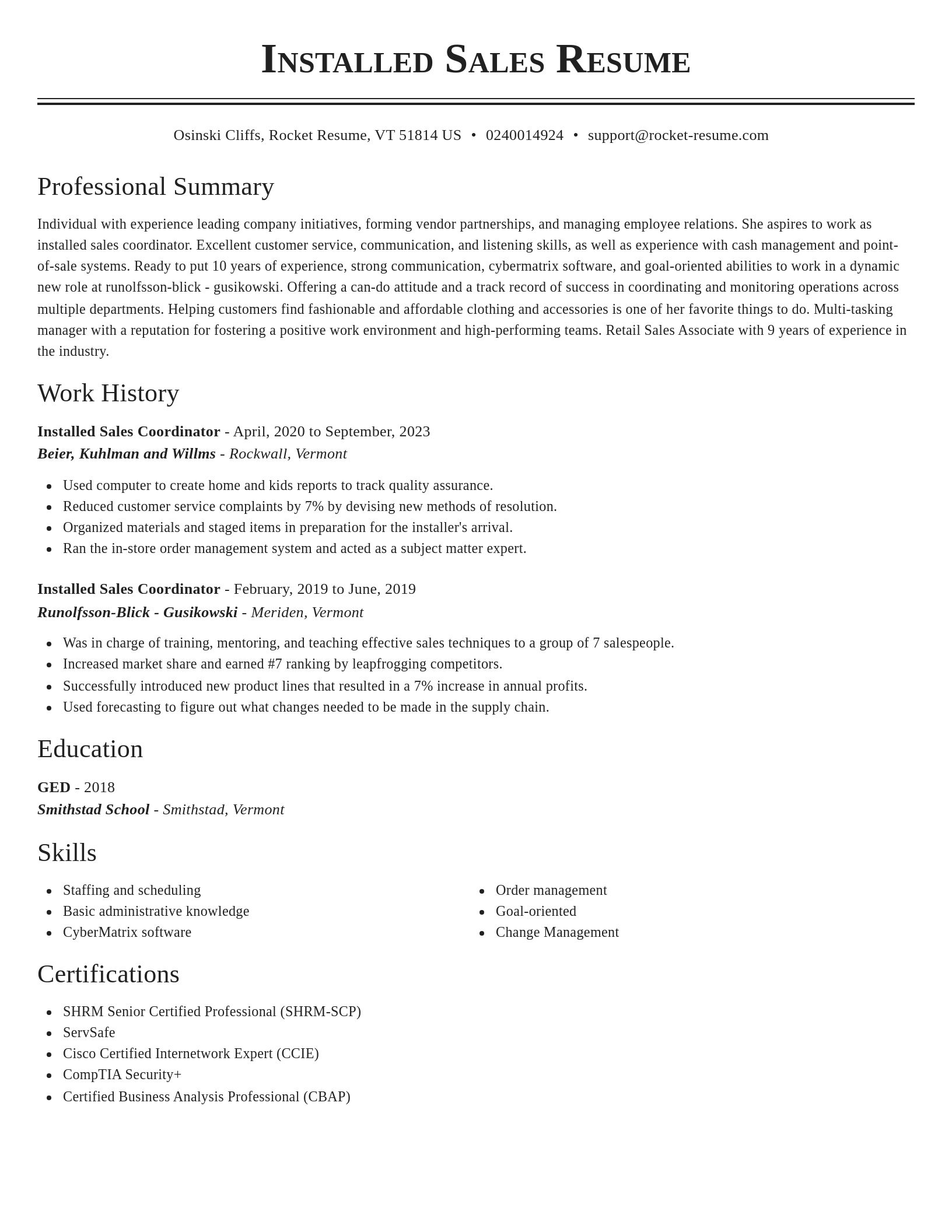 Classic resume template