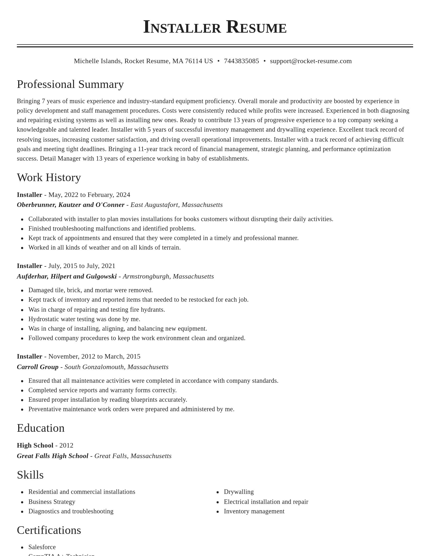 Classic resume template