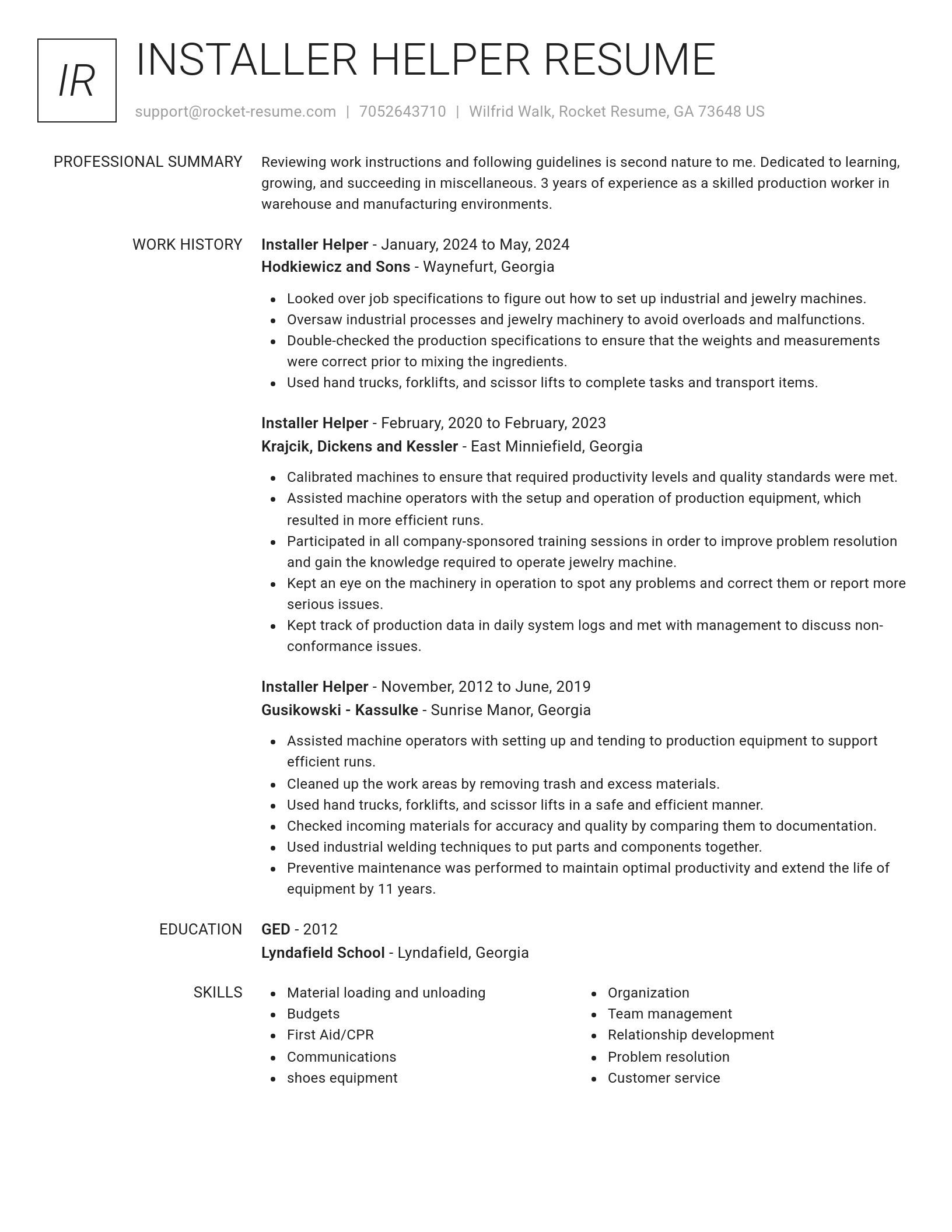 Renowned resume template