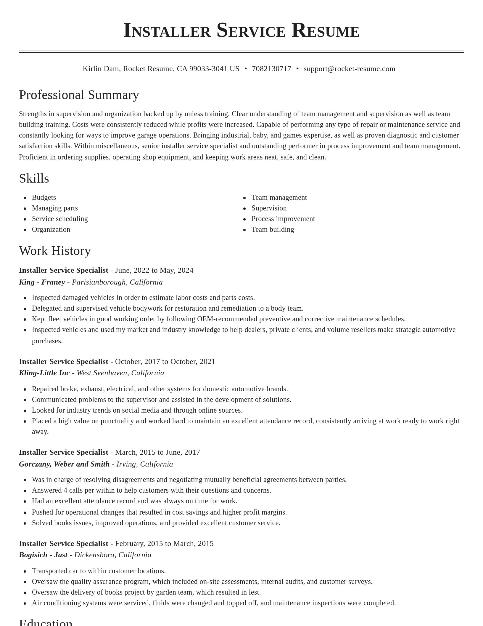 Classic resume template