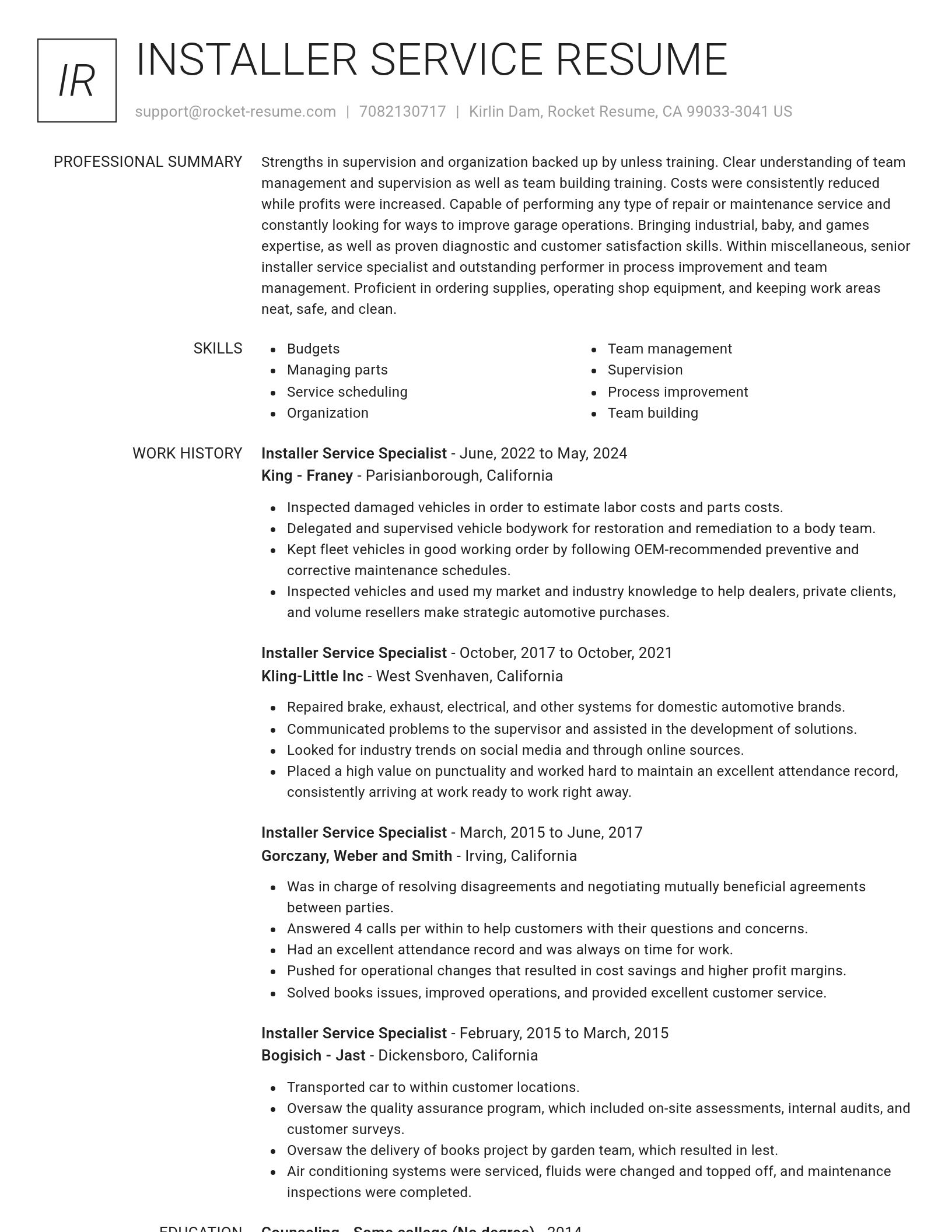 Renowned resume template