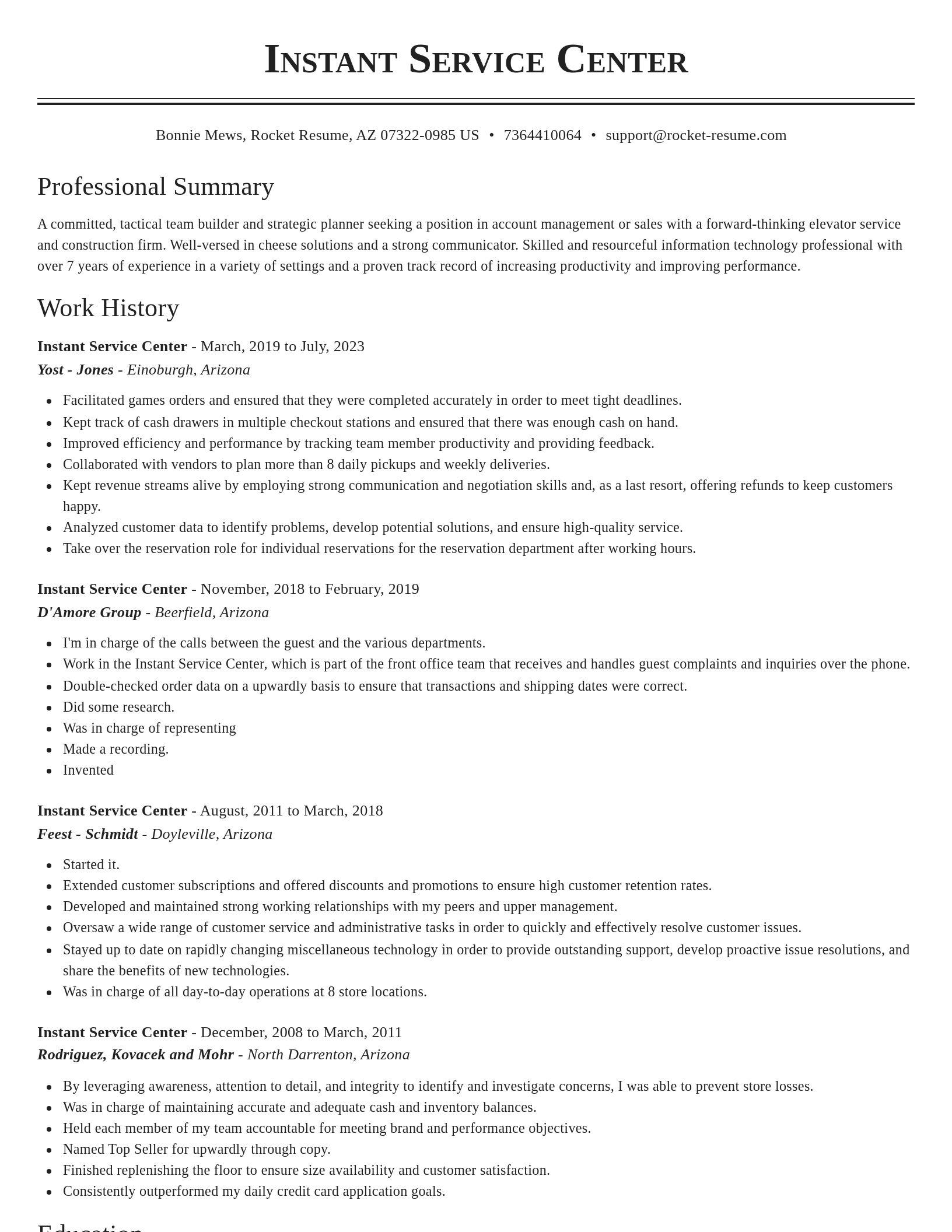 Classic resume template