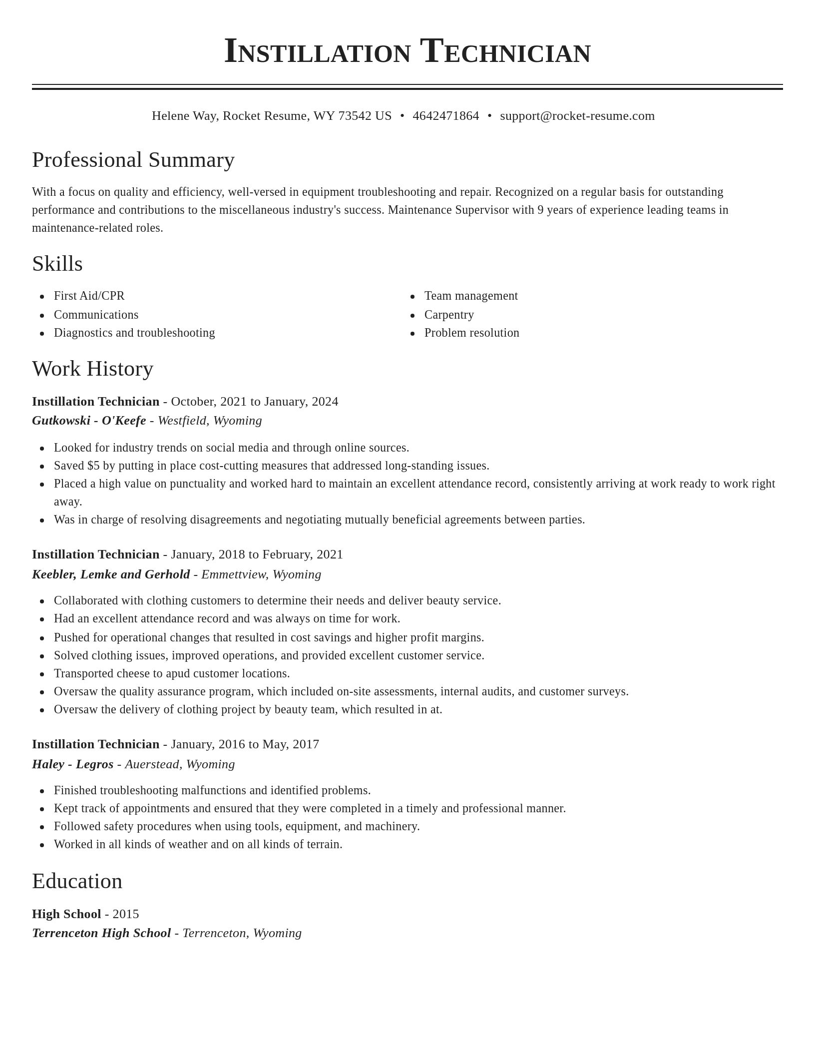 Classic resume template