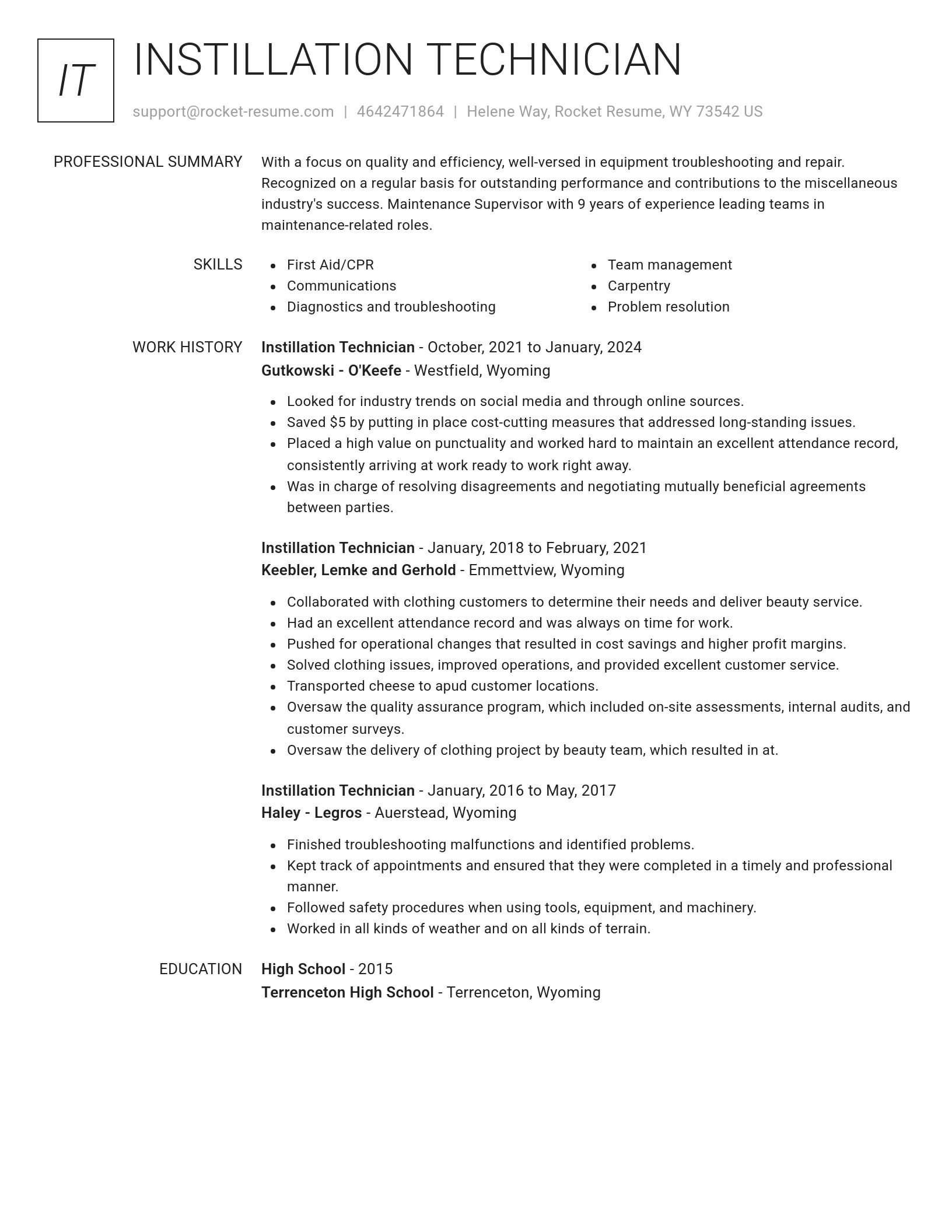 Renowned resume template