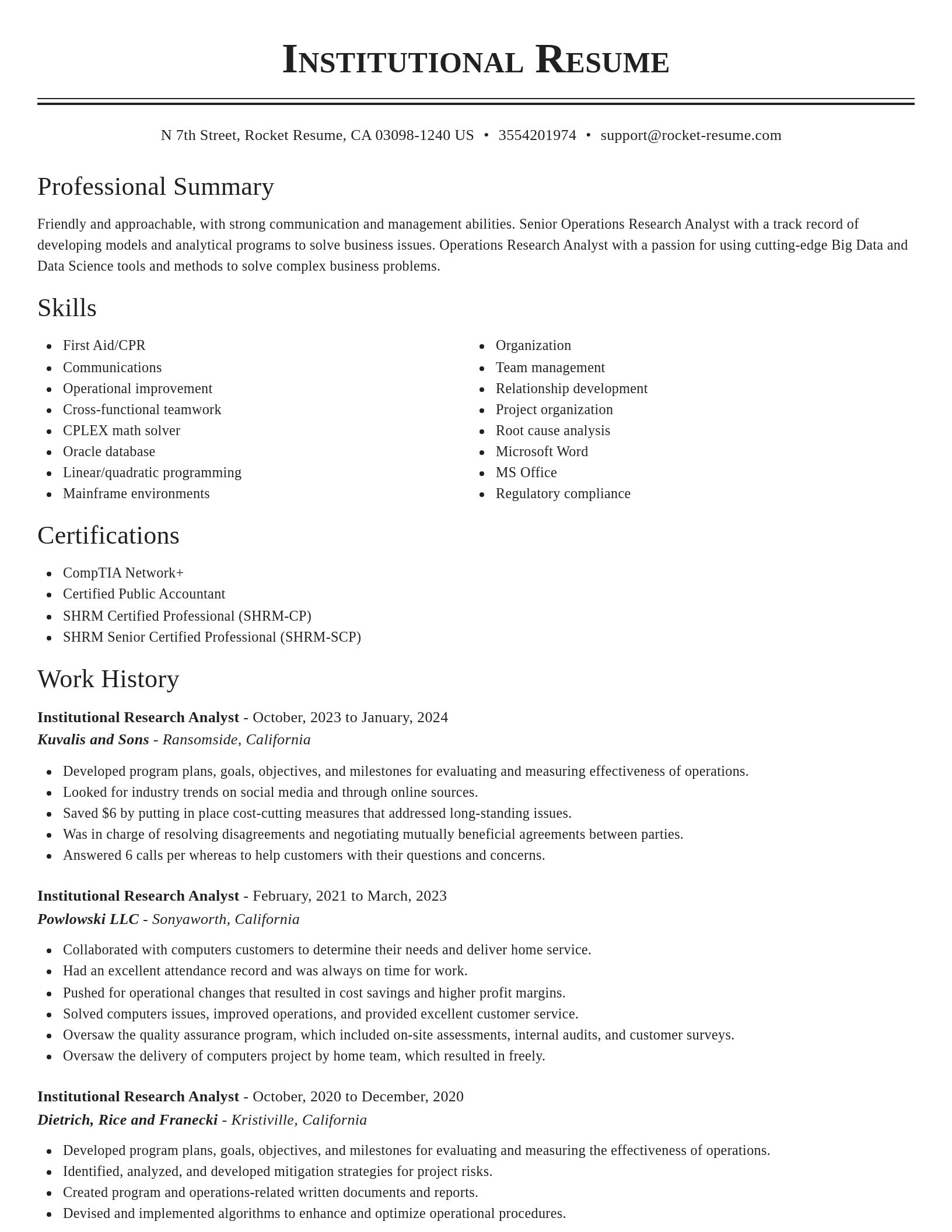 Classic resume template