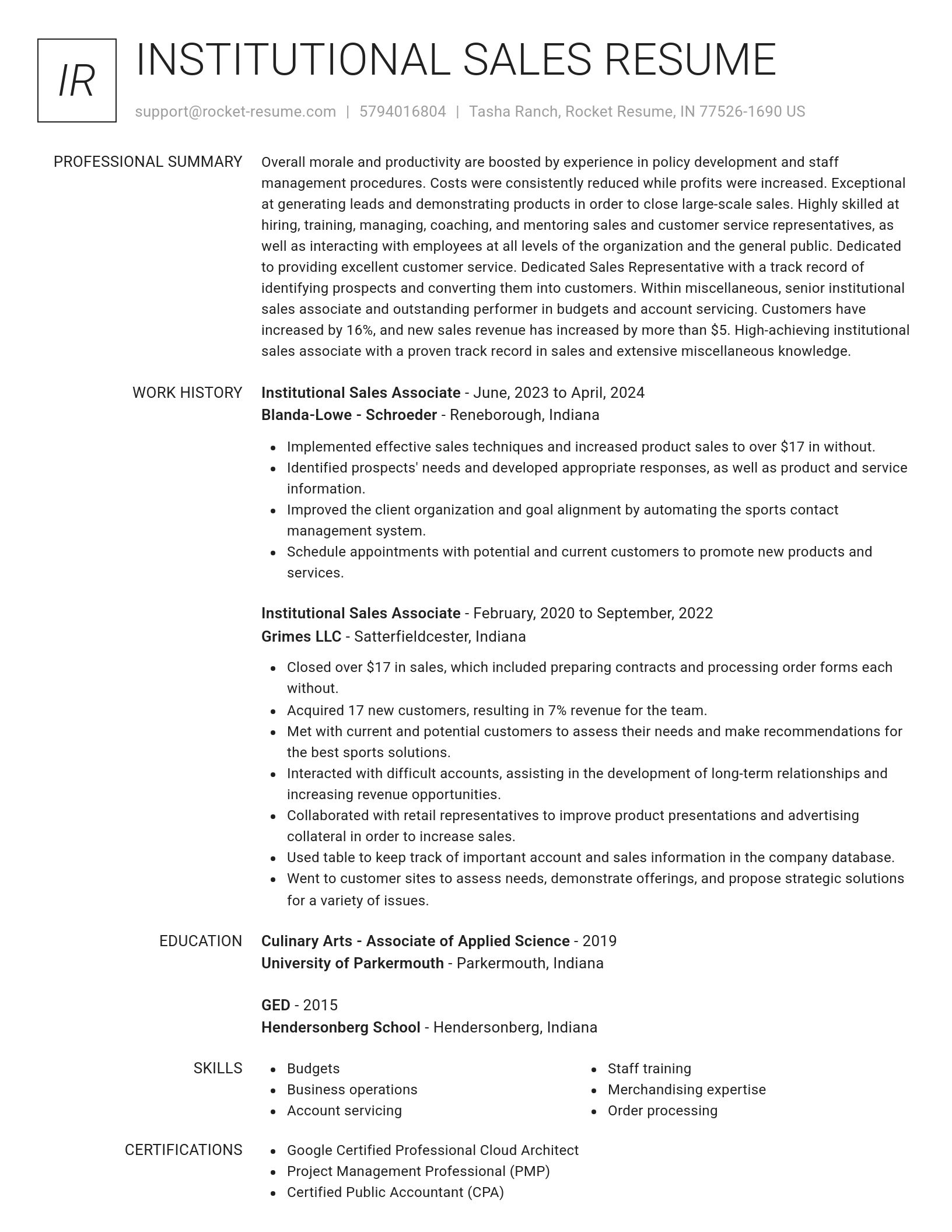 Renowned resume template