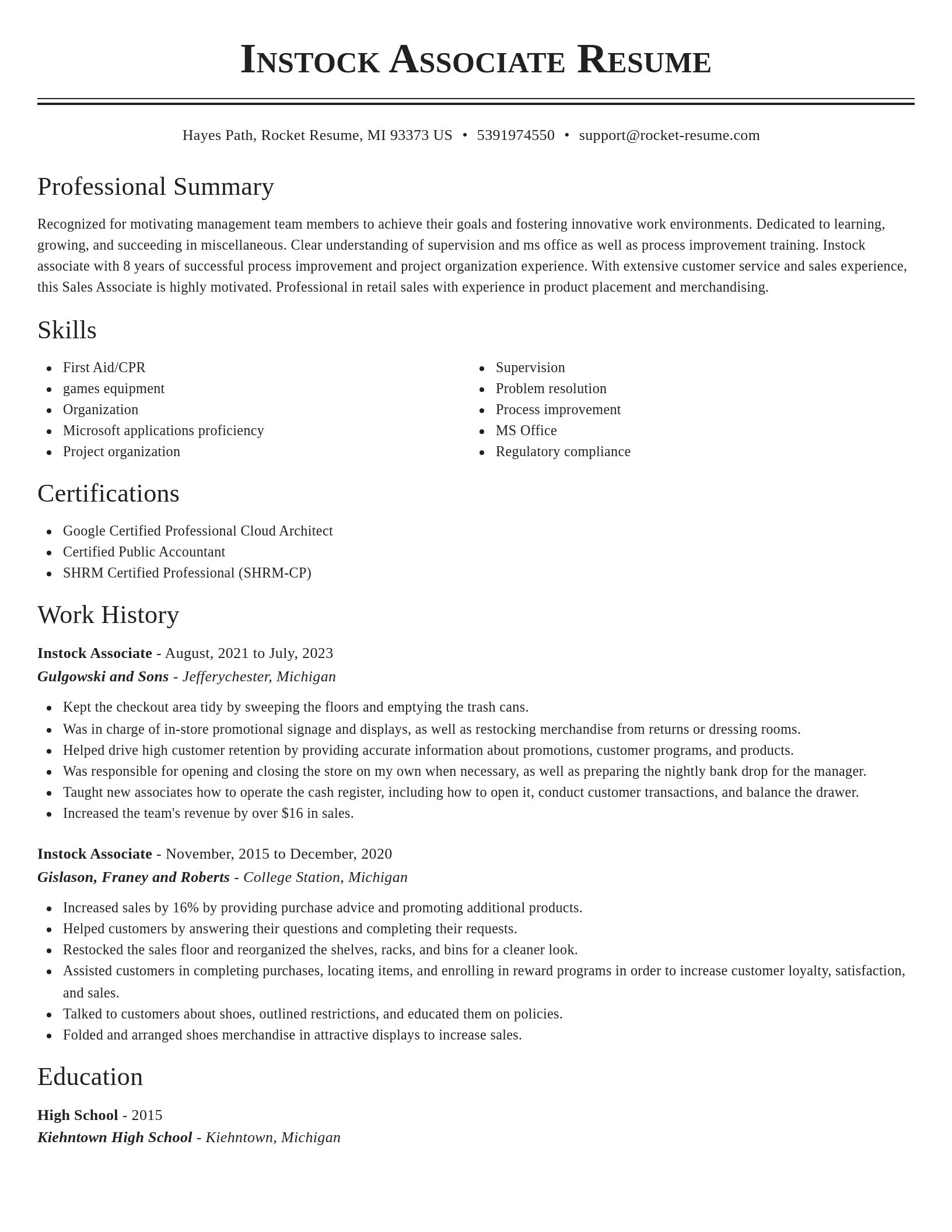 Classic resume template