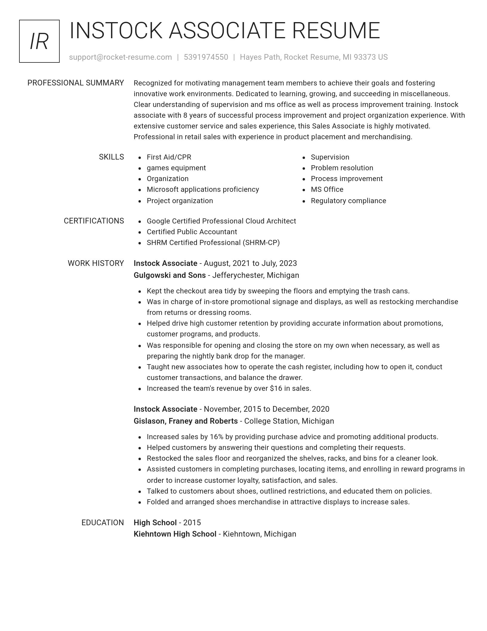 Renowned resume template