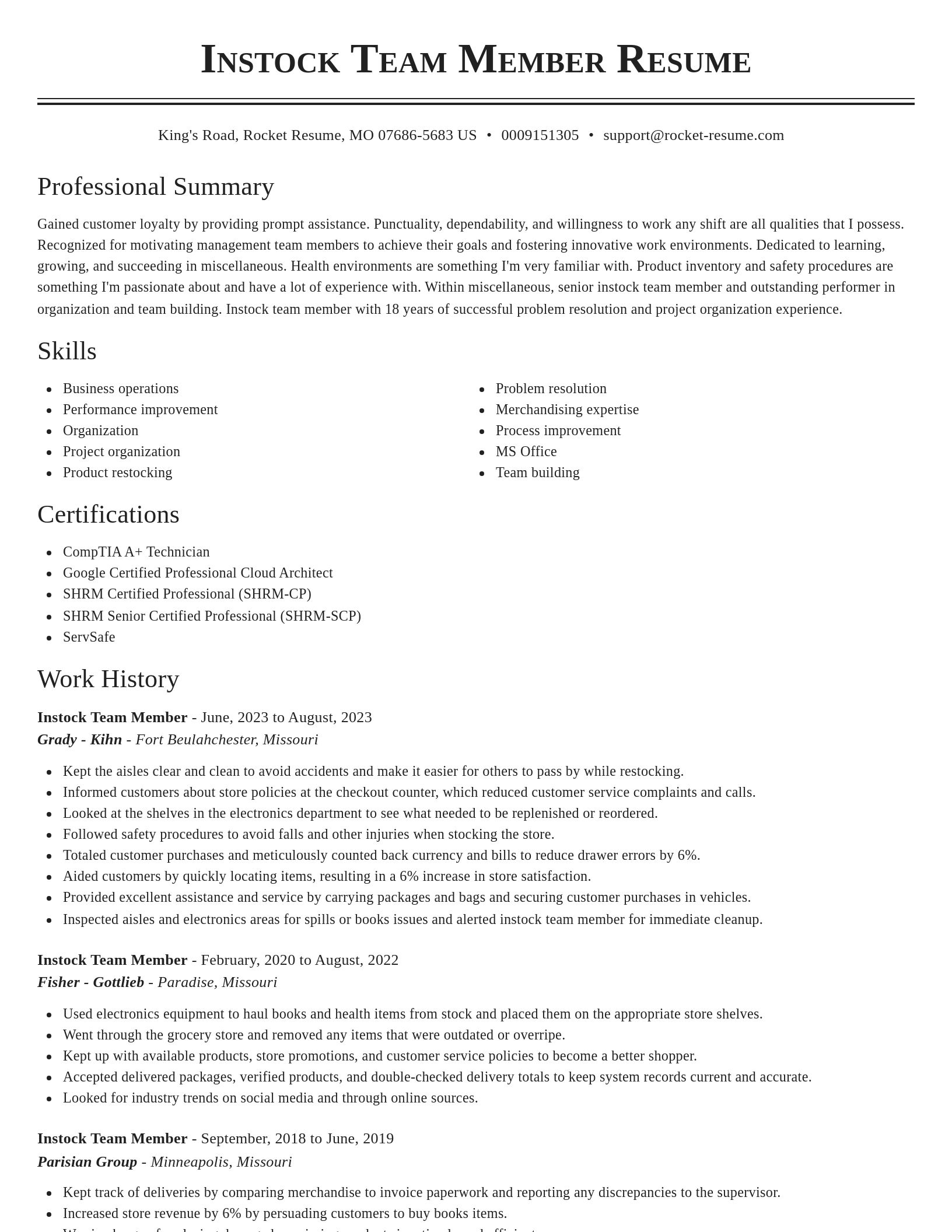 Classic resume template