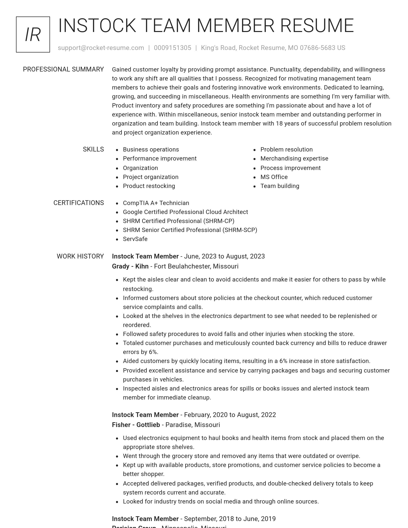 Renowned resume template