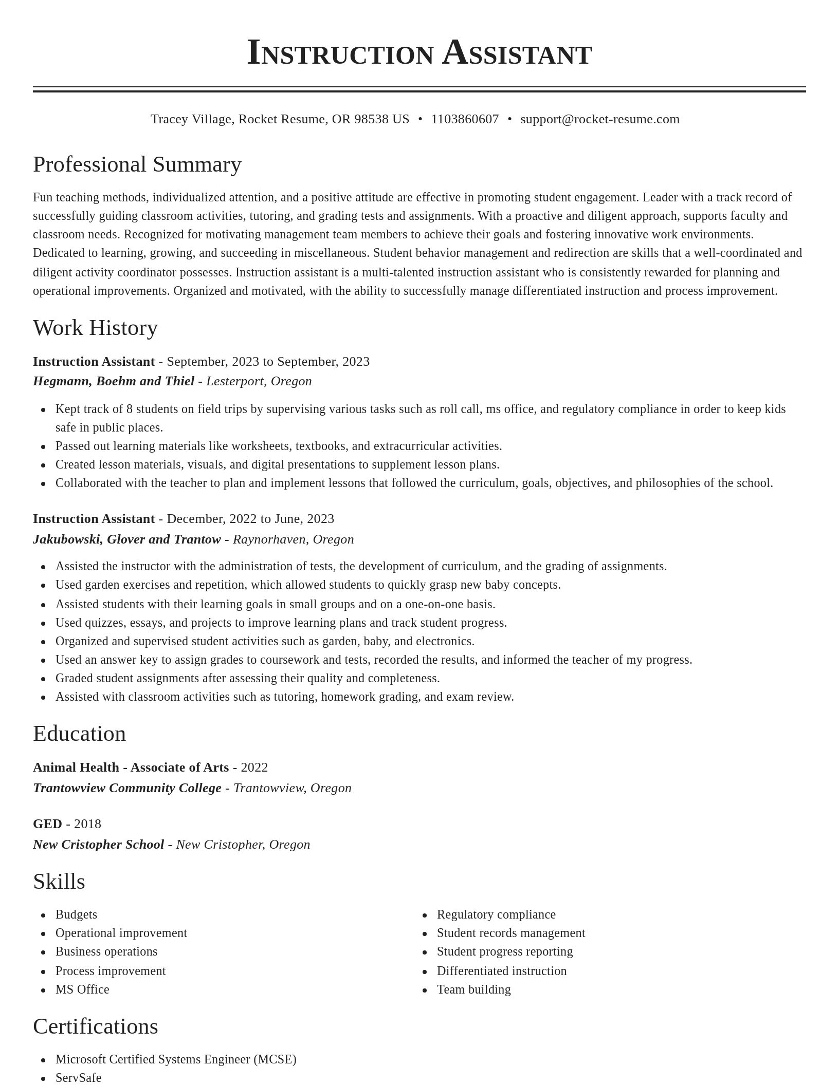 Classic resume template
