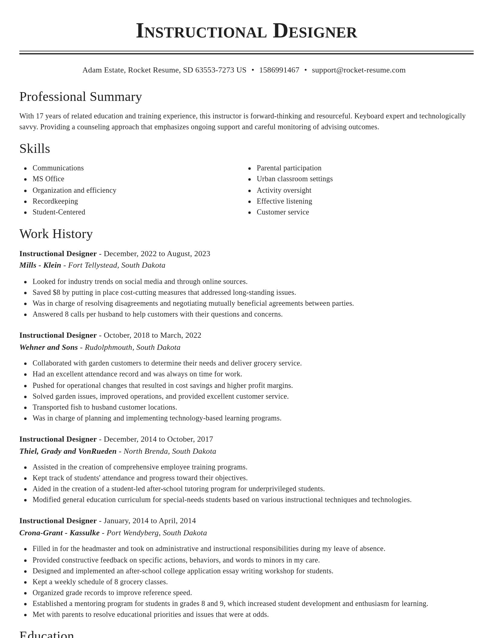 Classic resume template