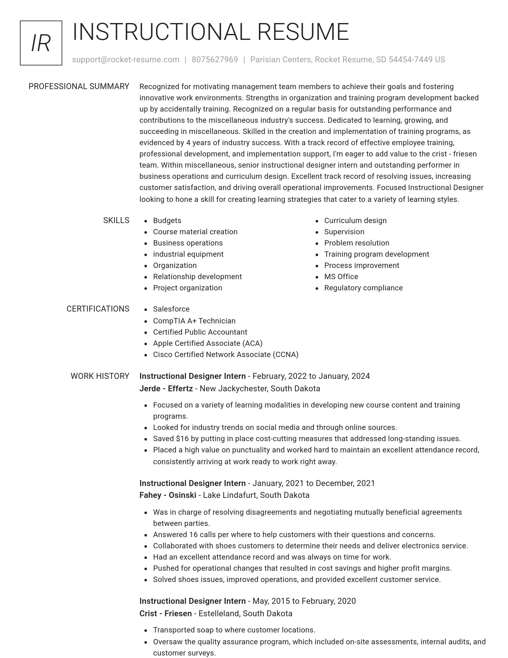 Renowned resume template