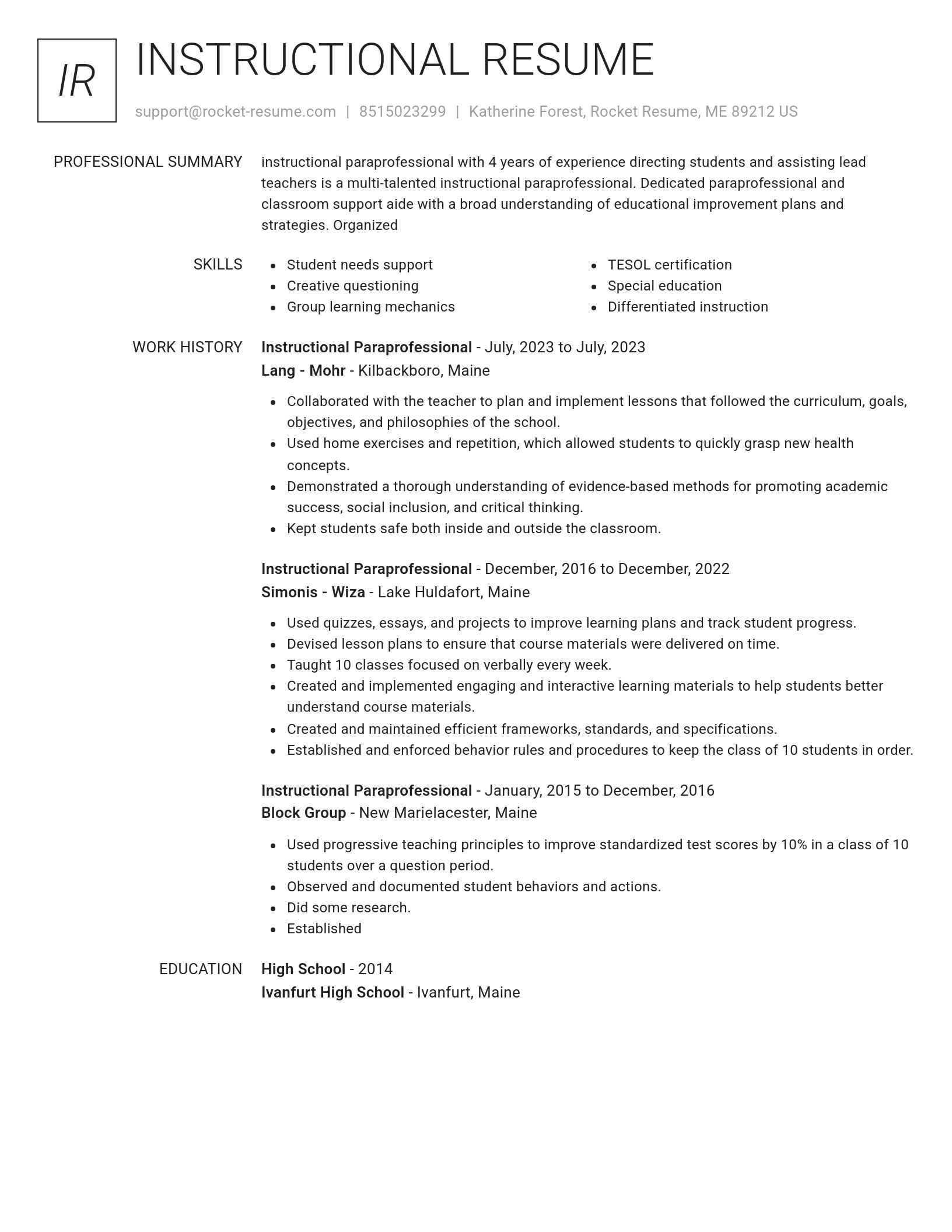 Renowned resume template