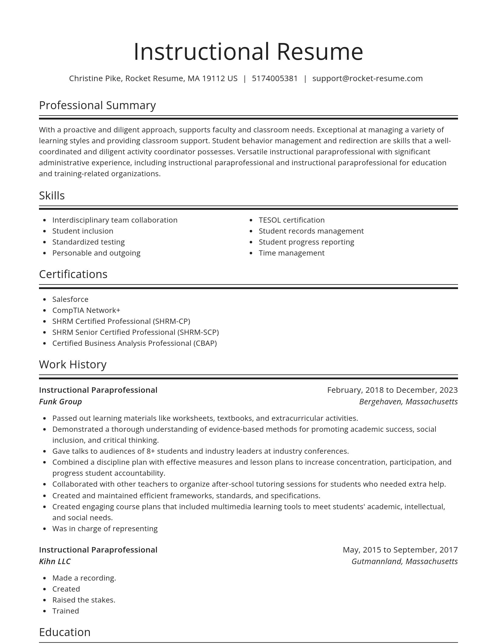 Spotlight resume template