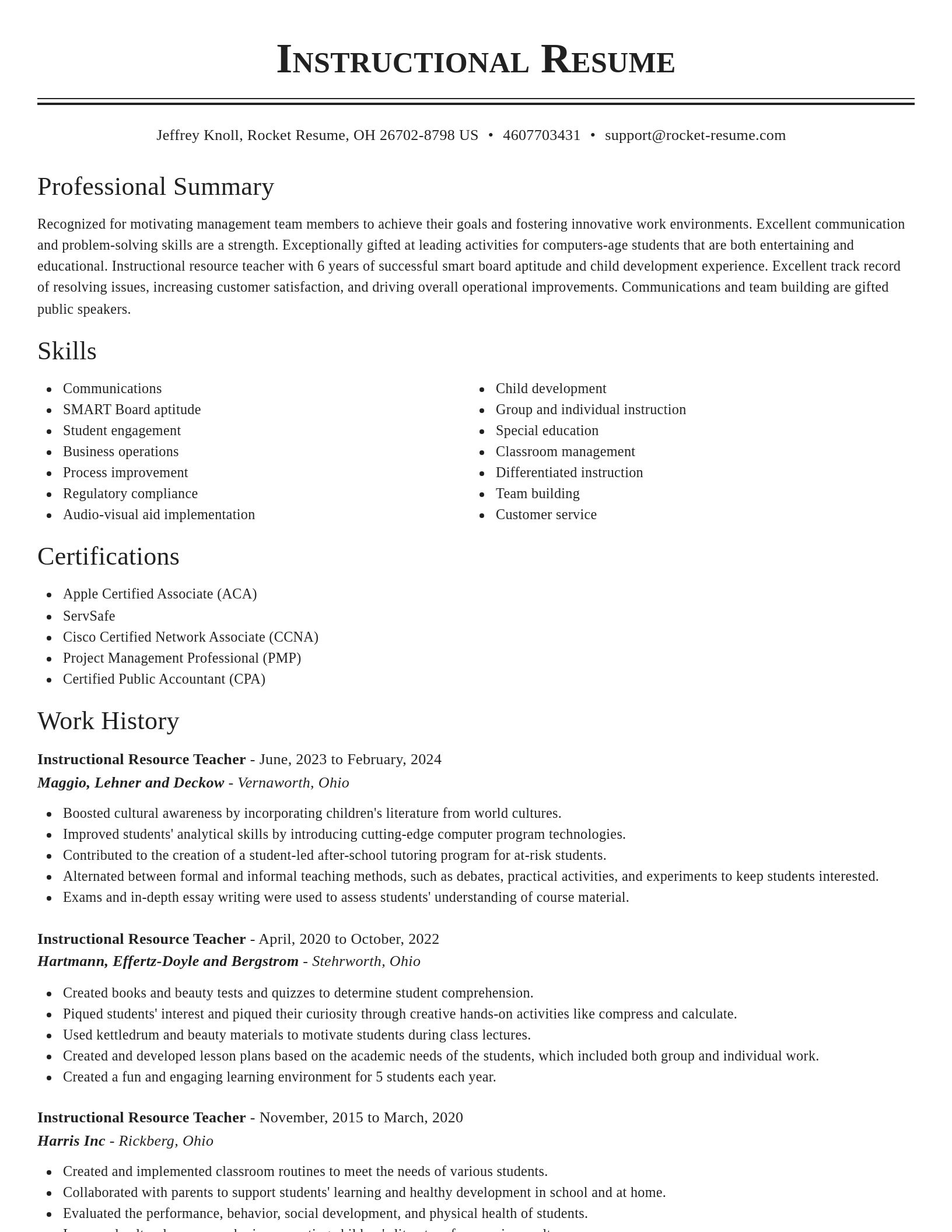 Classic resume template